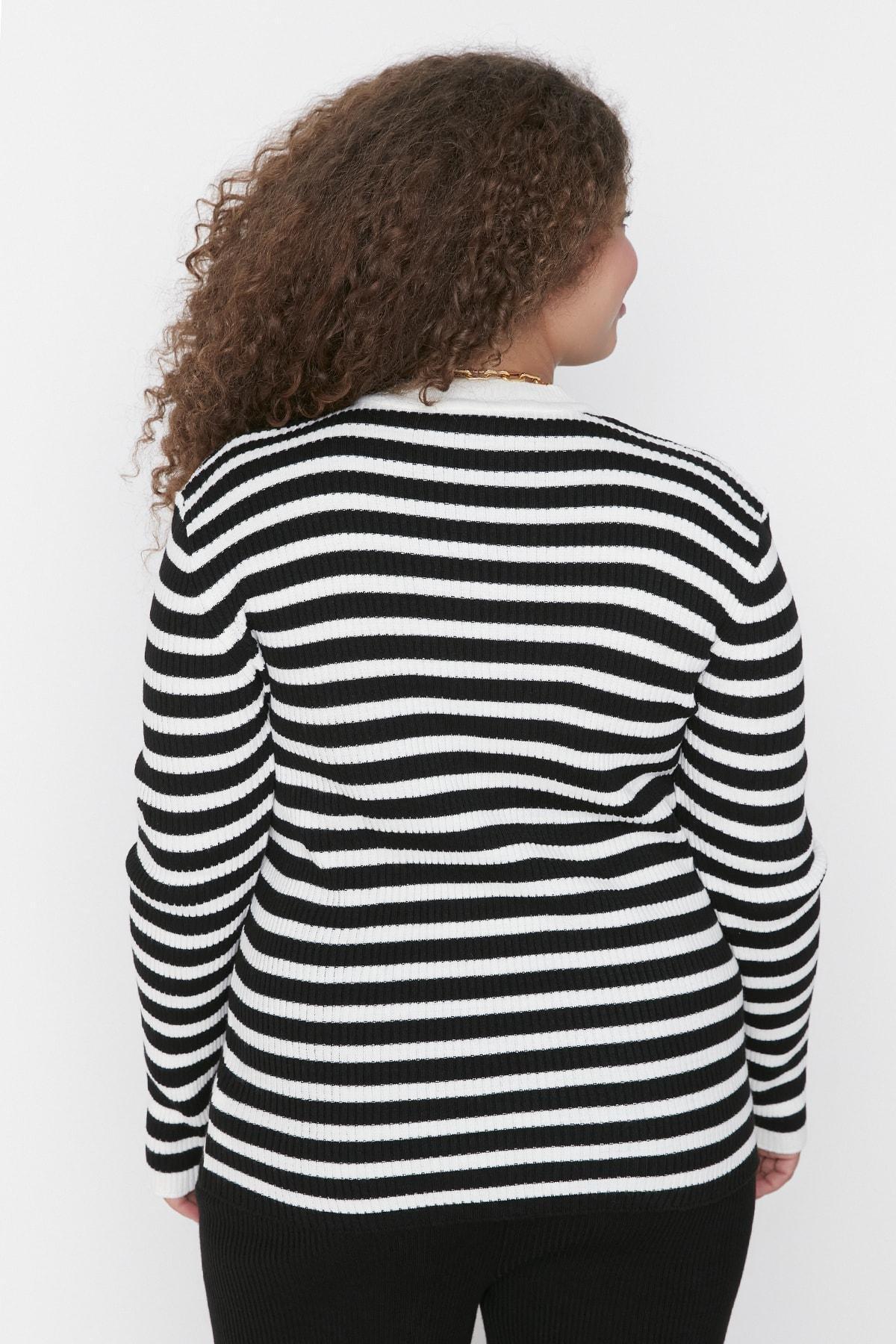 Black Crew Neck Plus Size Sweater, , large image number 4