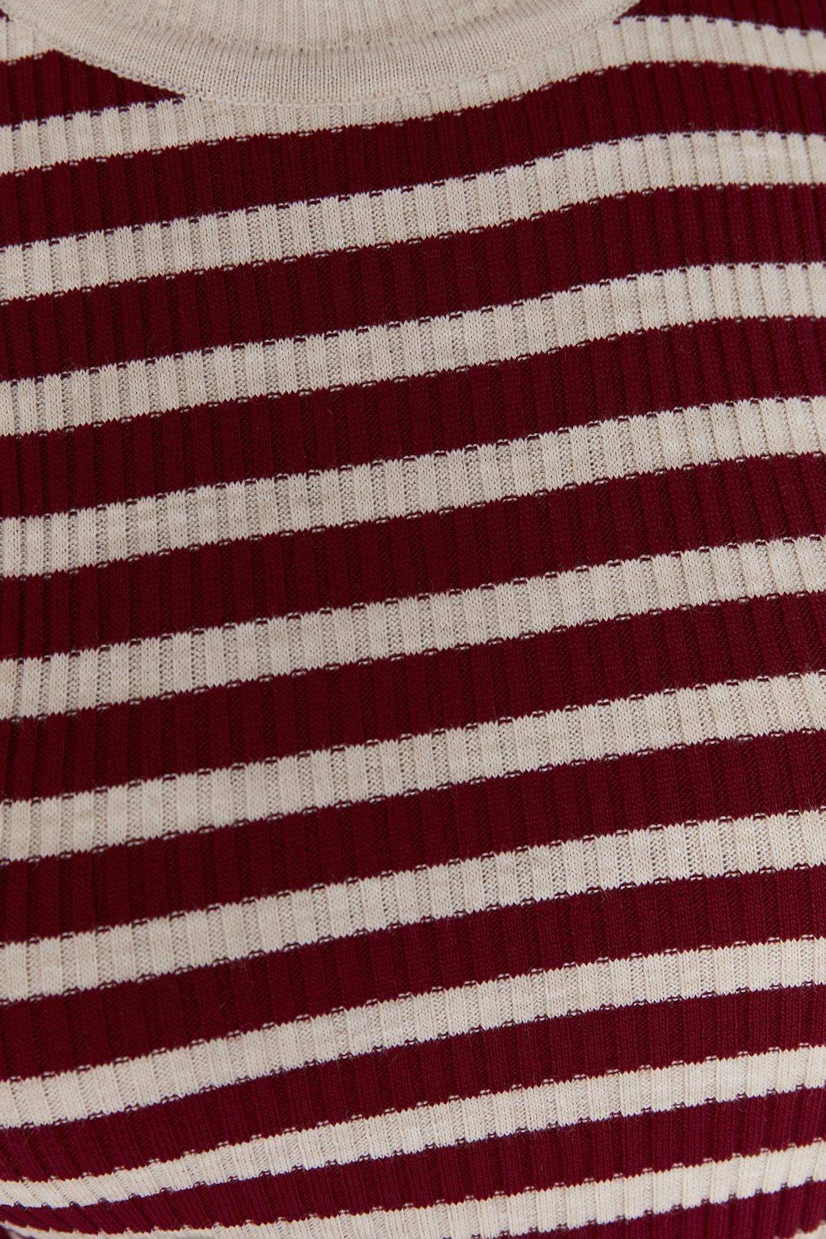 Trendyol - Burgundy Striped Plus Size Sweater