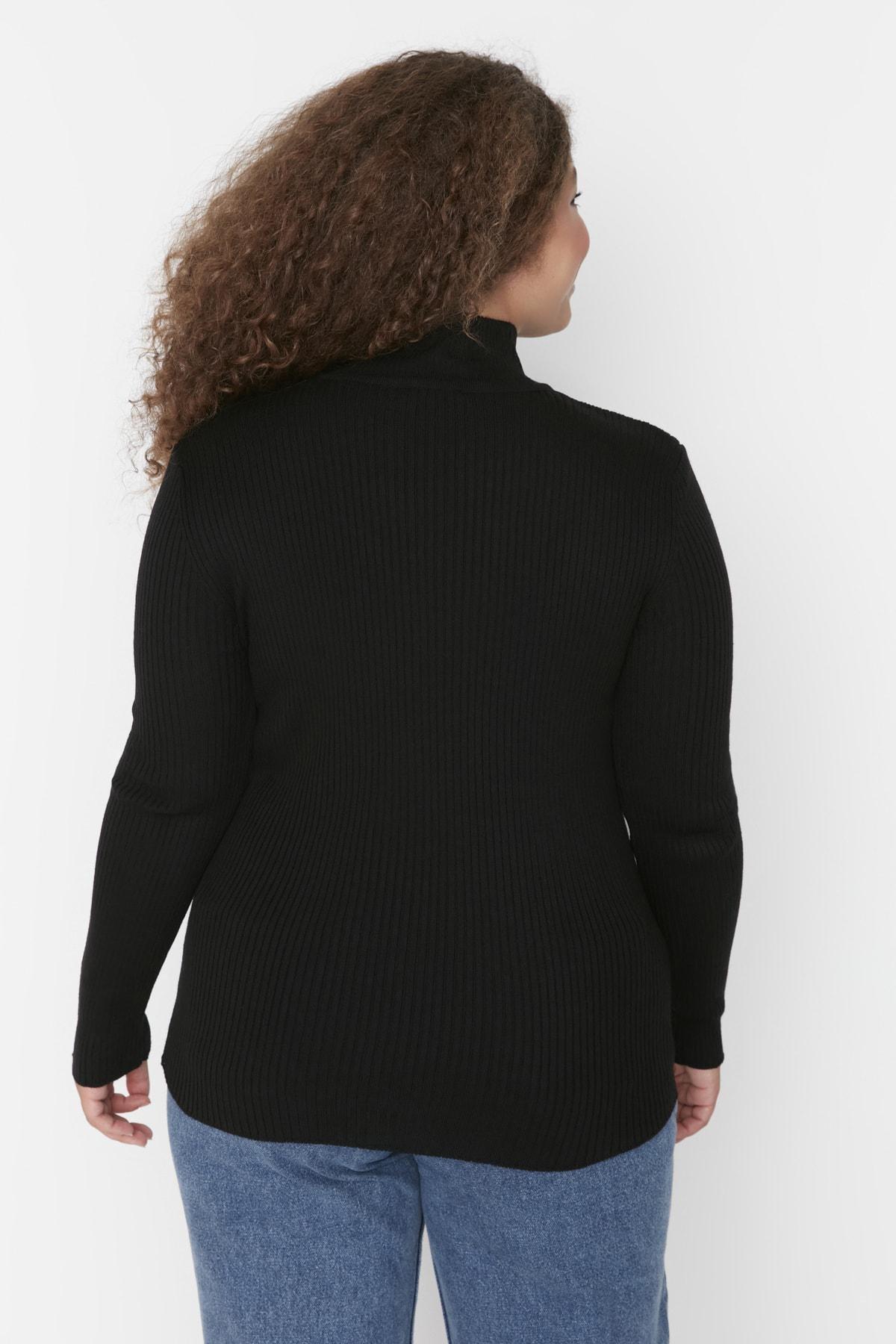 Black Knitted Plus Size Sweater, , large image number 4