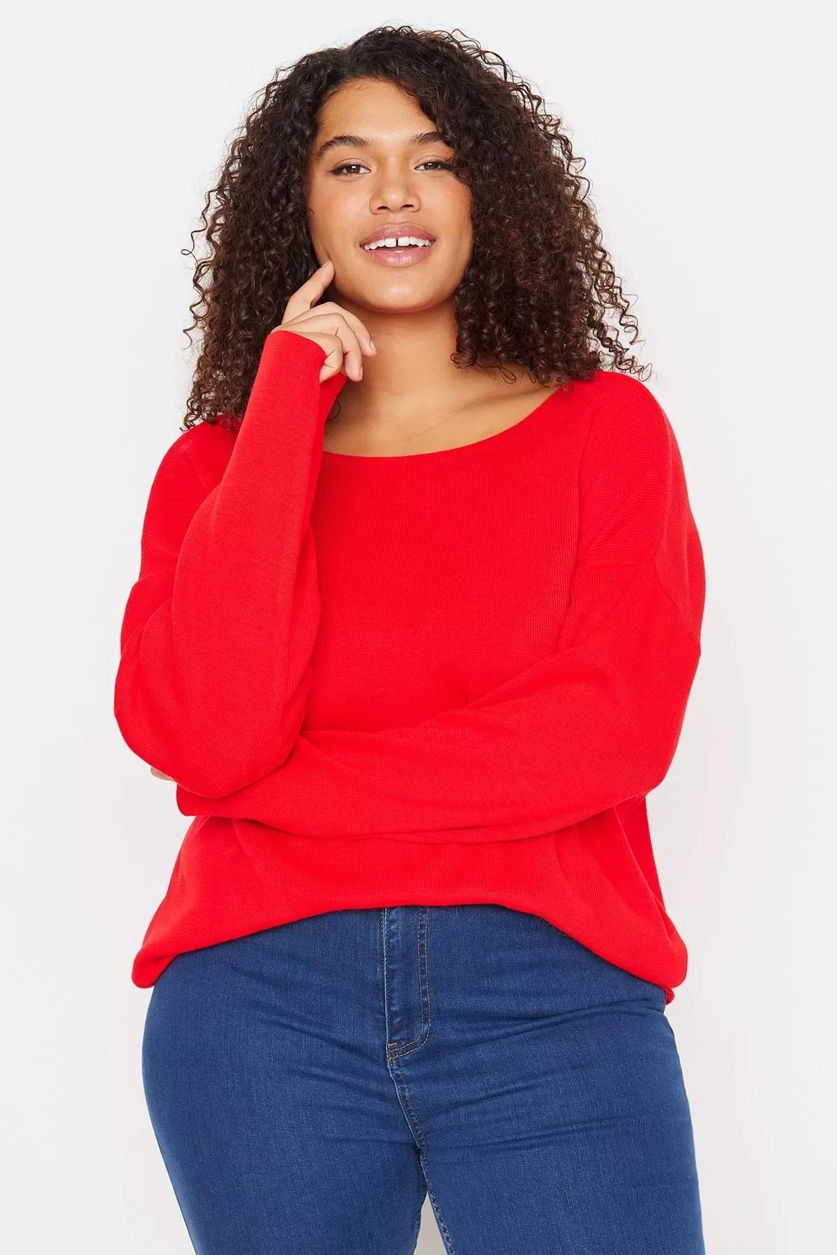 Red Shift Plus Size Sweater, Red, medium