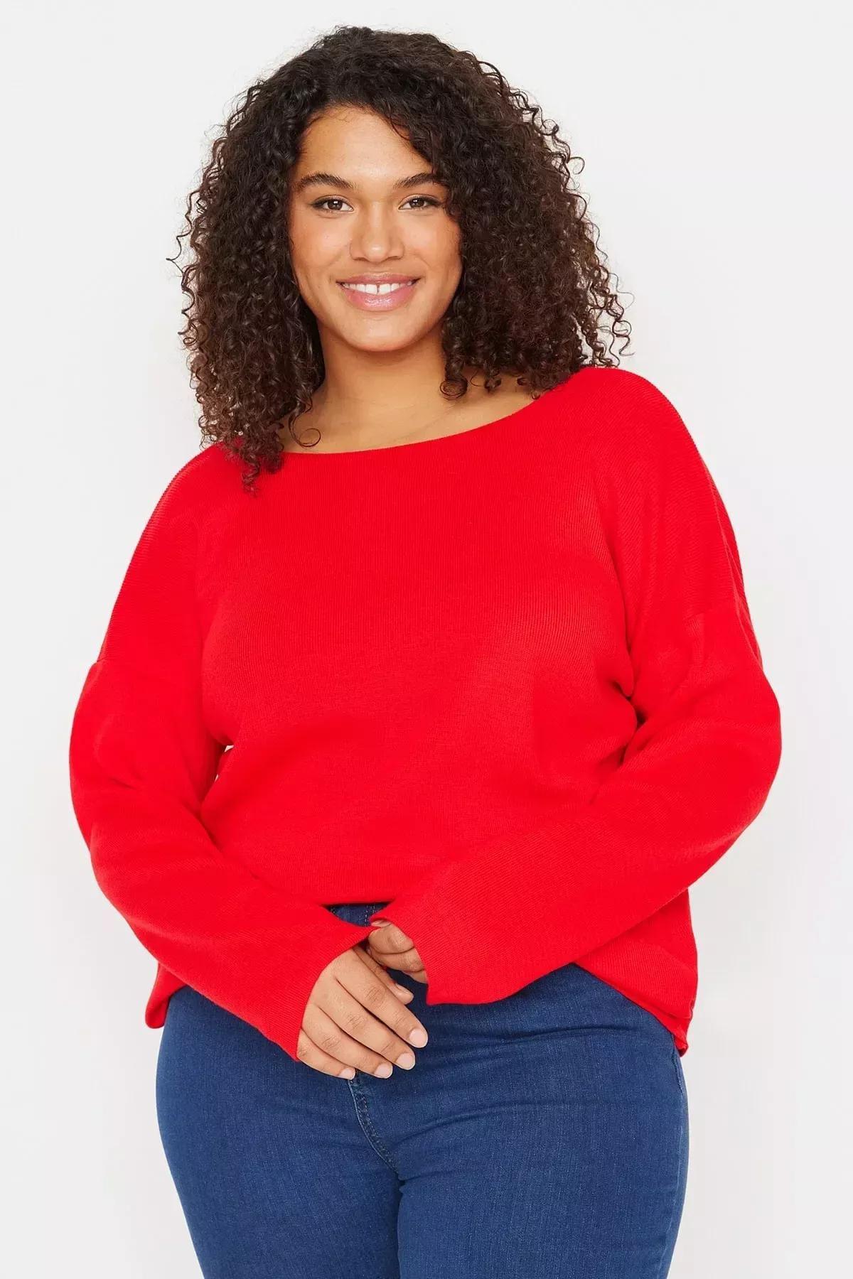 Red Shift Plus Size Sweater, Red, medium
