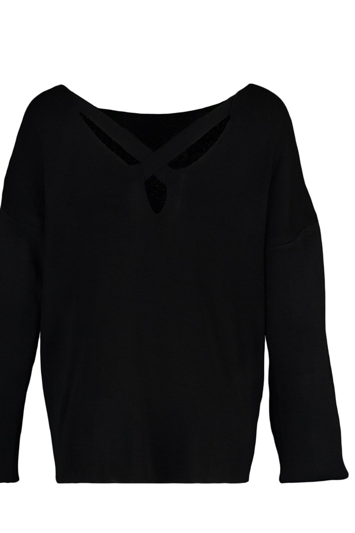 Black Cut-Out Plus Size Sweater, , large image number 6