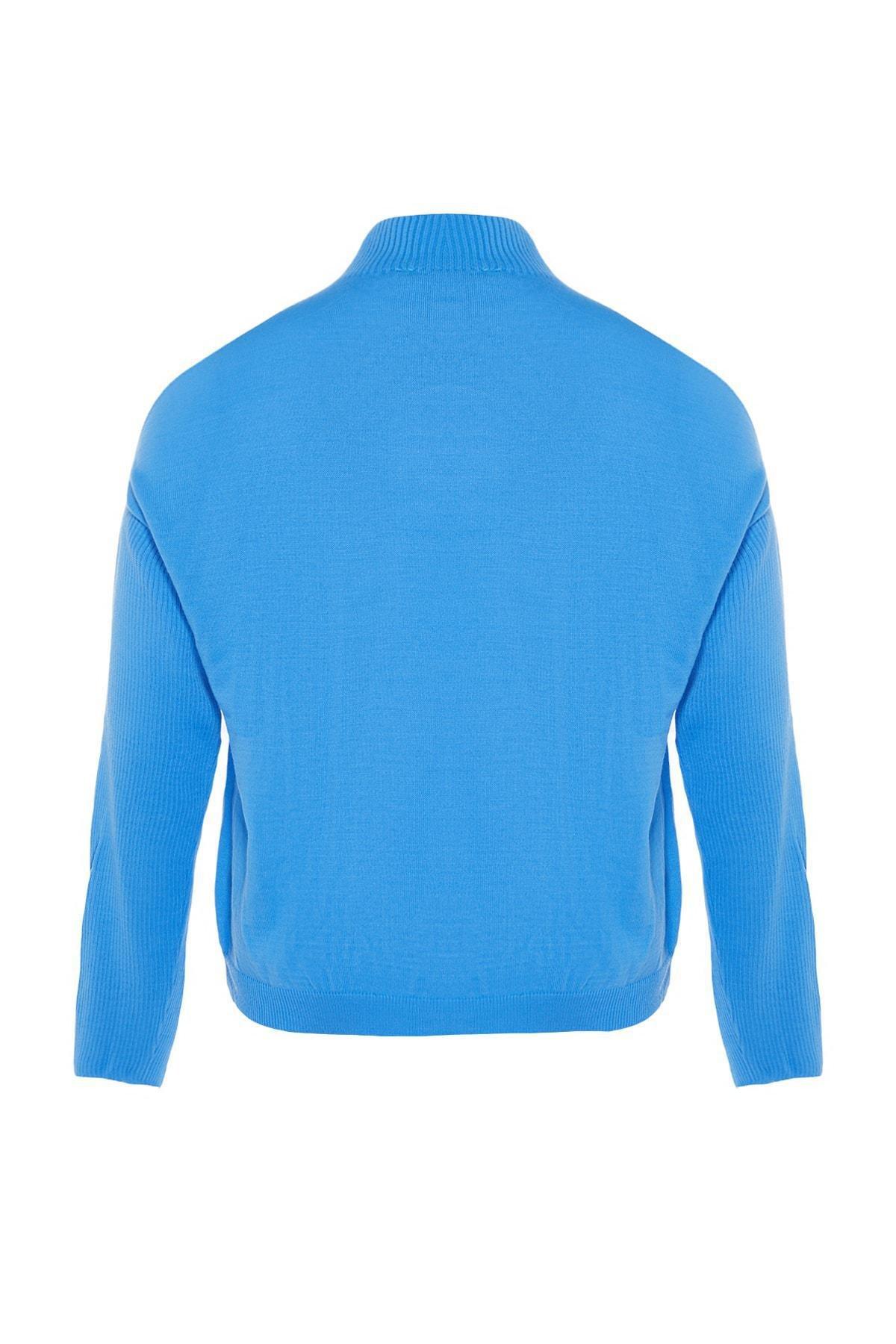 Blue Relaxed Plus Size Sweater, , large image number 6