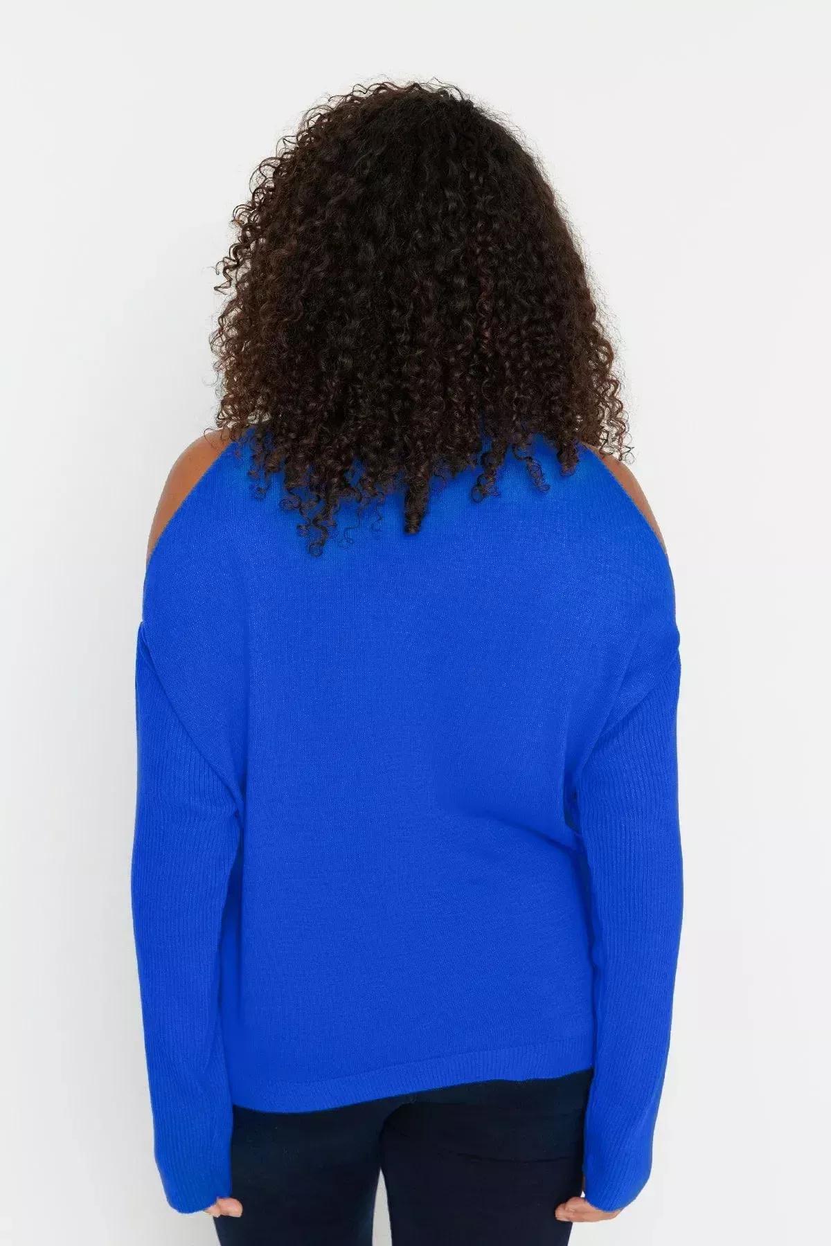 Blue Relaxed Plus Size Sweater, , large image number 8