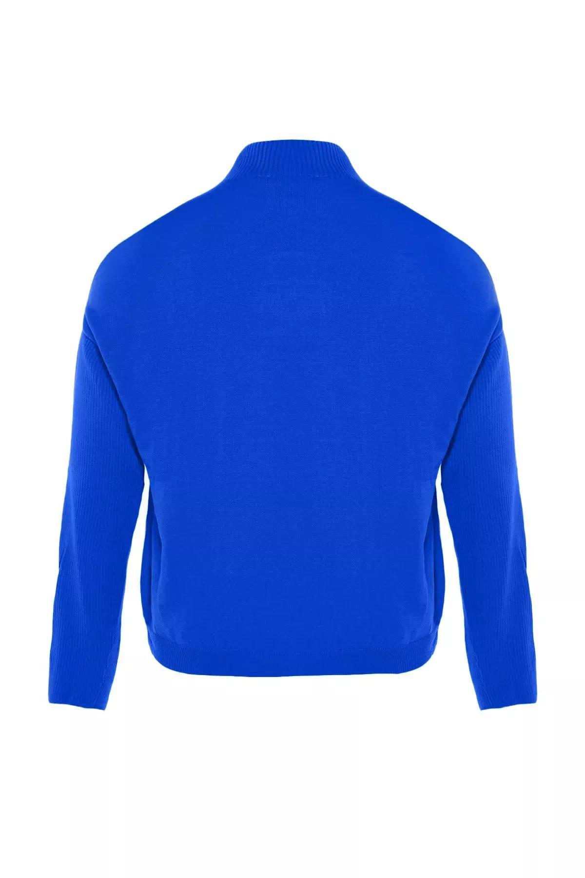 Blue Relaxed Plus Size Sweater, , large image number 10