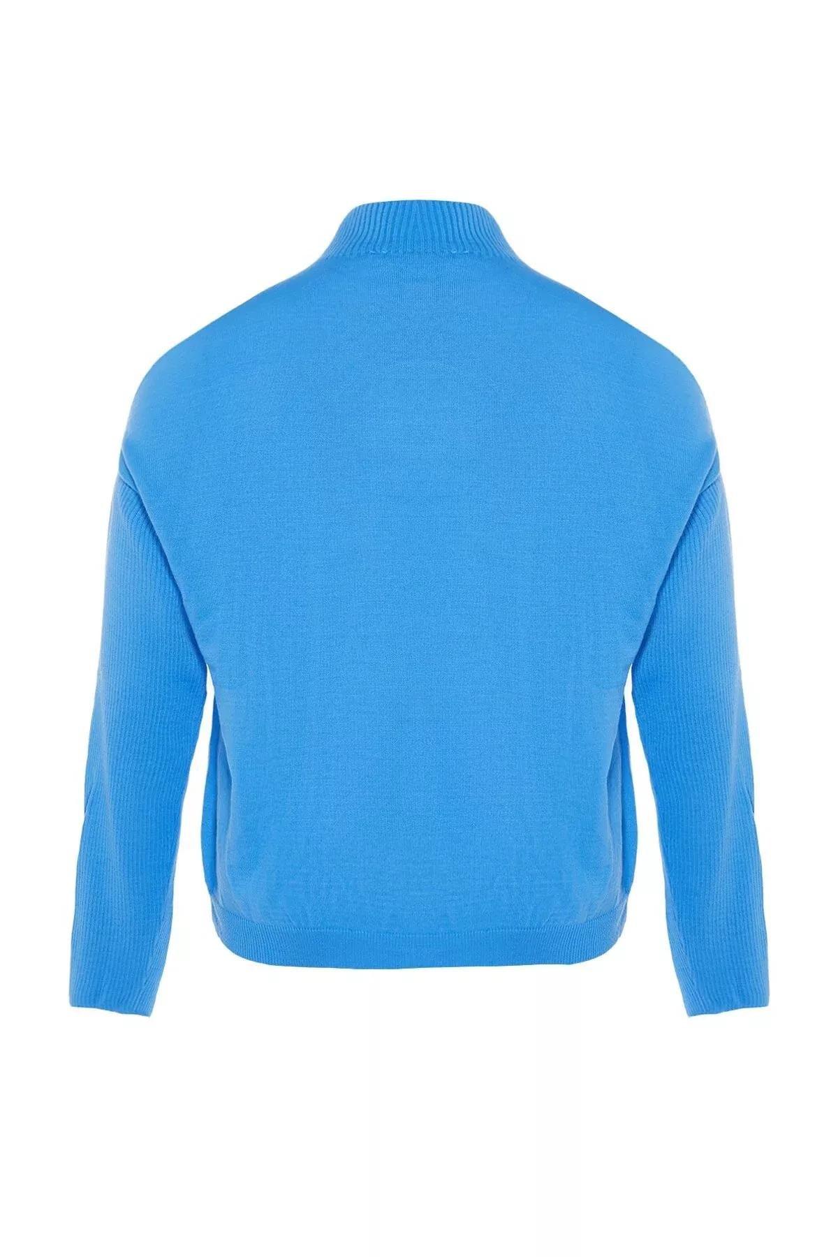 Blue Relaxed Plus Size Sweater, , large image number 11