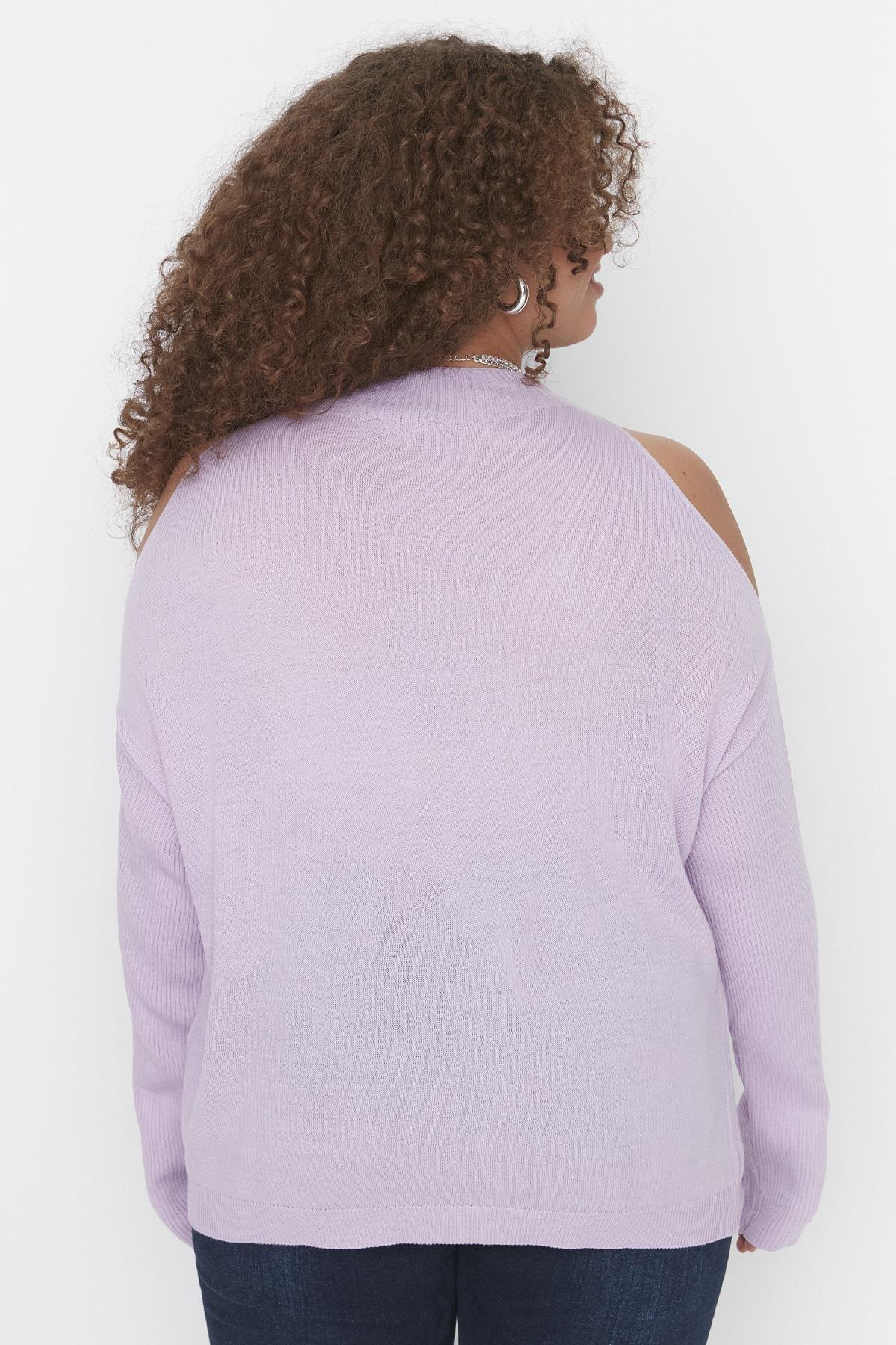 Purple Off-Shoulder Plus Size Sweater, Set Of 2, , large image number 8