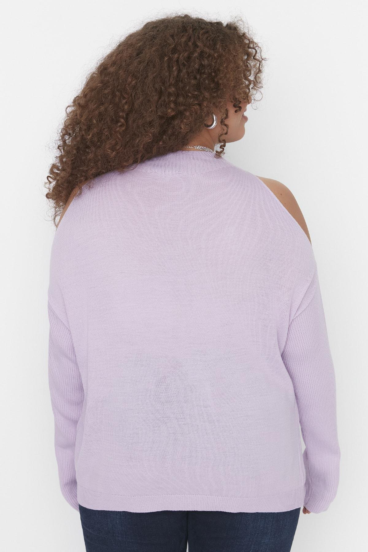 Trendyol - Purple Off-Shoulder Plus Size Sweater, Set Of 2