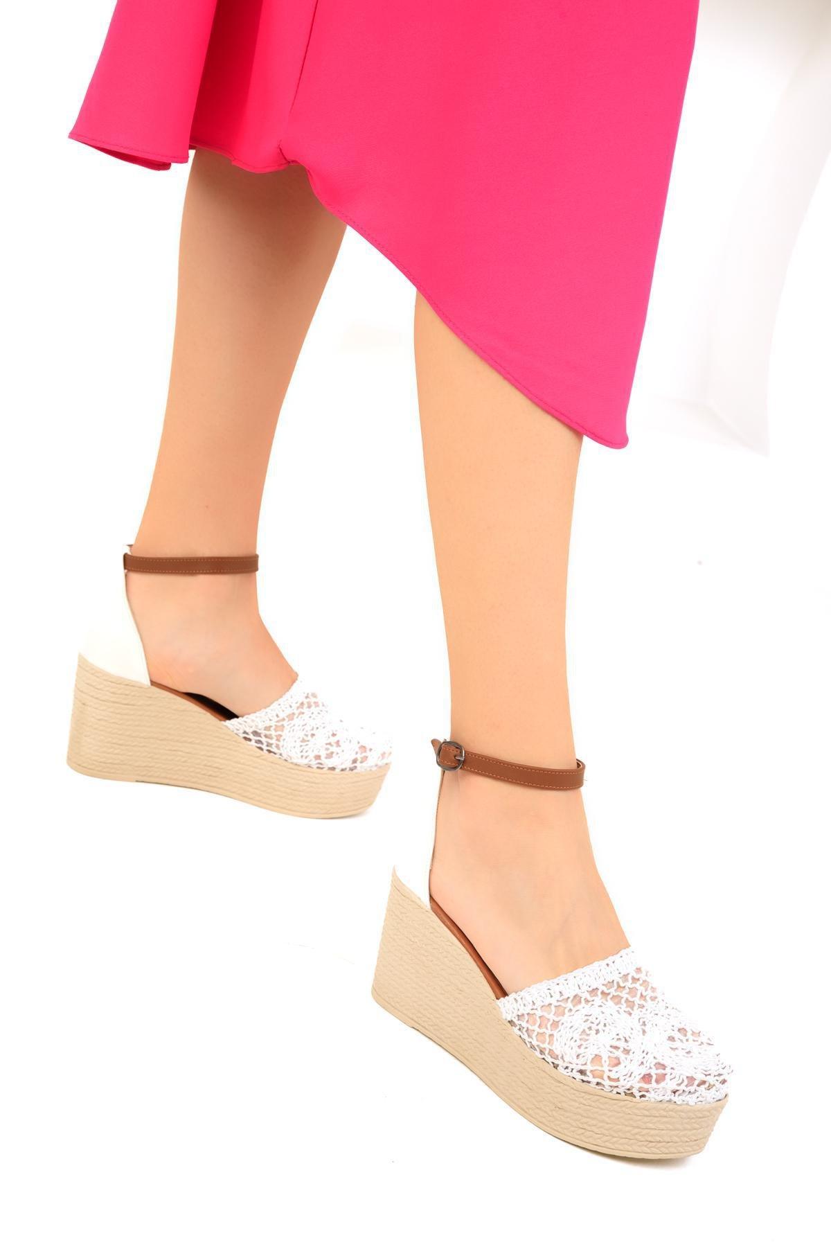 White Wedge Heels Shoes, , large image number 3