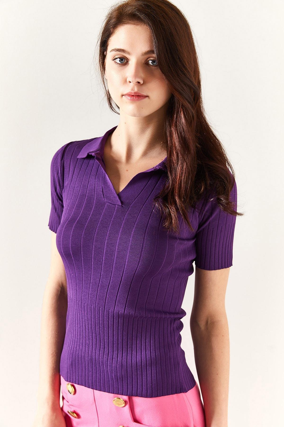 Purple Fitted Blouse, Purple, large image number 0