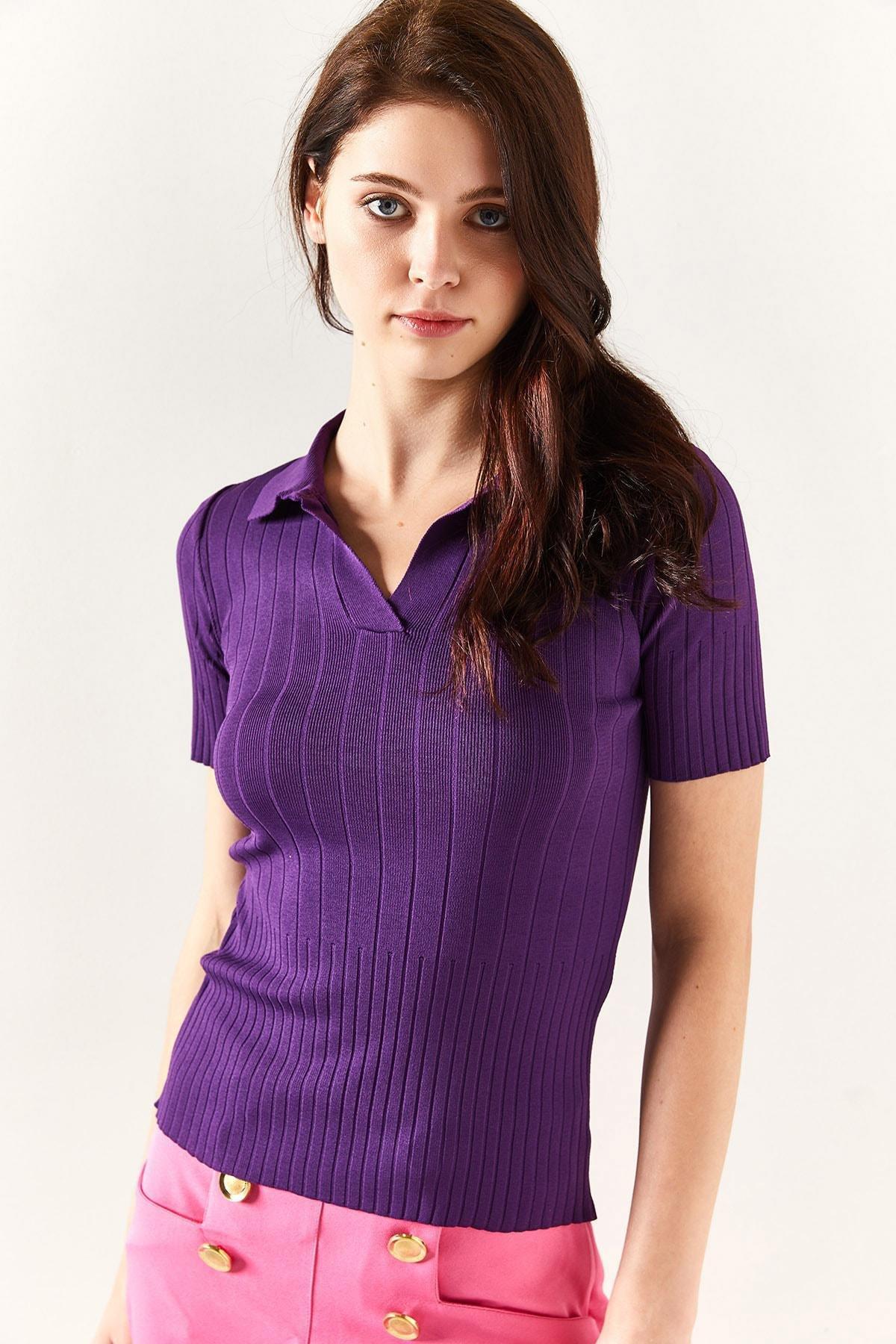 Purple Fitted Blouse, Purple, large image number 3
