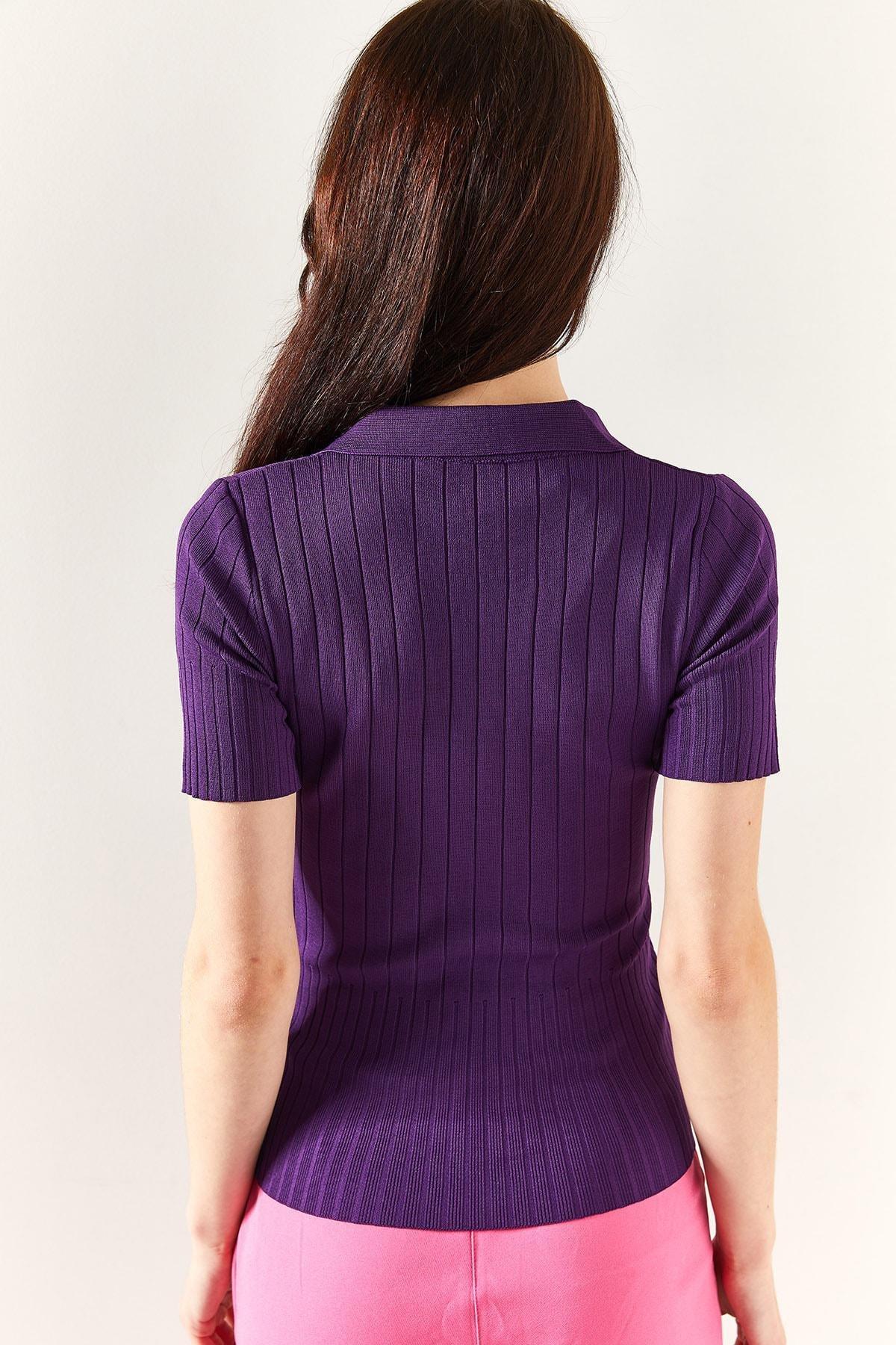 Purple Fitted Blouse, Purple, large image number 4