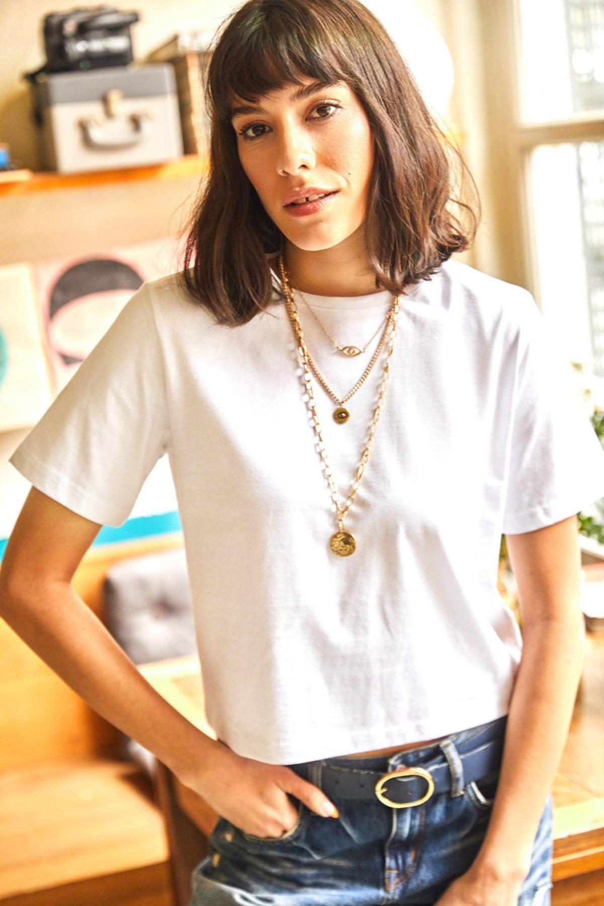 White Plain Cropped T-Shirt, , large image number 1