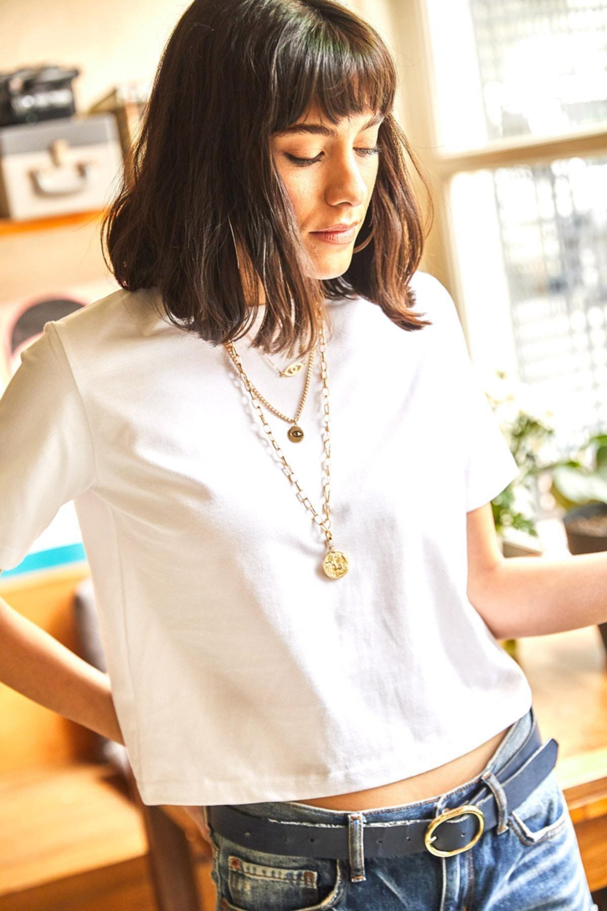 White Plain Cropped T-Shirt, , large image number 3
