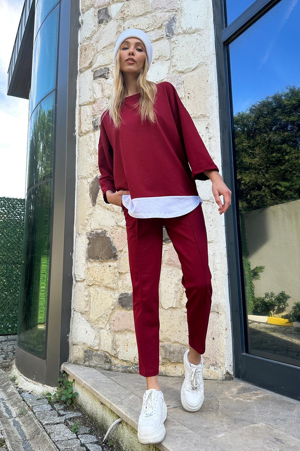 Red Crew Neck Co-Ord Set, , large image number 0
