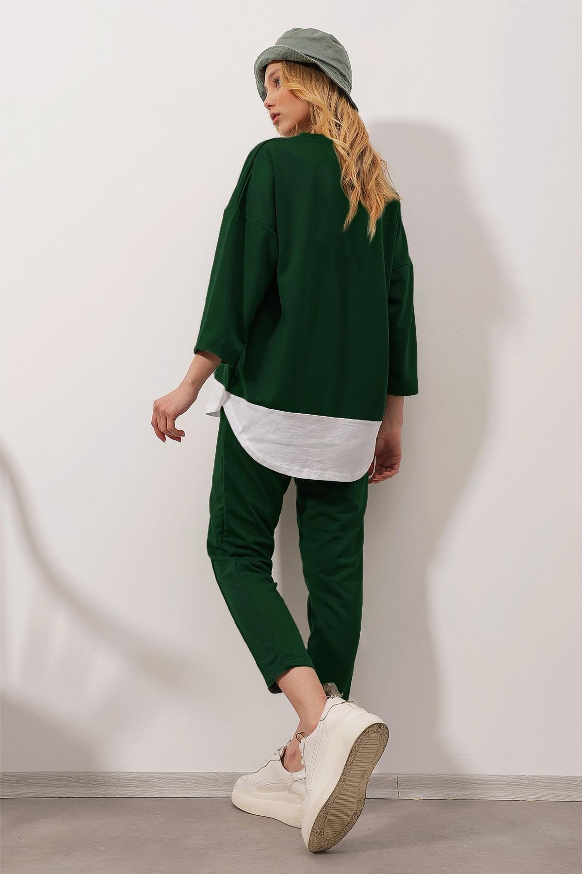 Green Crew Neck Blouse, Emerald, large image number 2