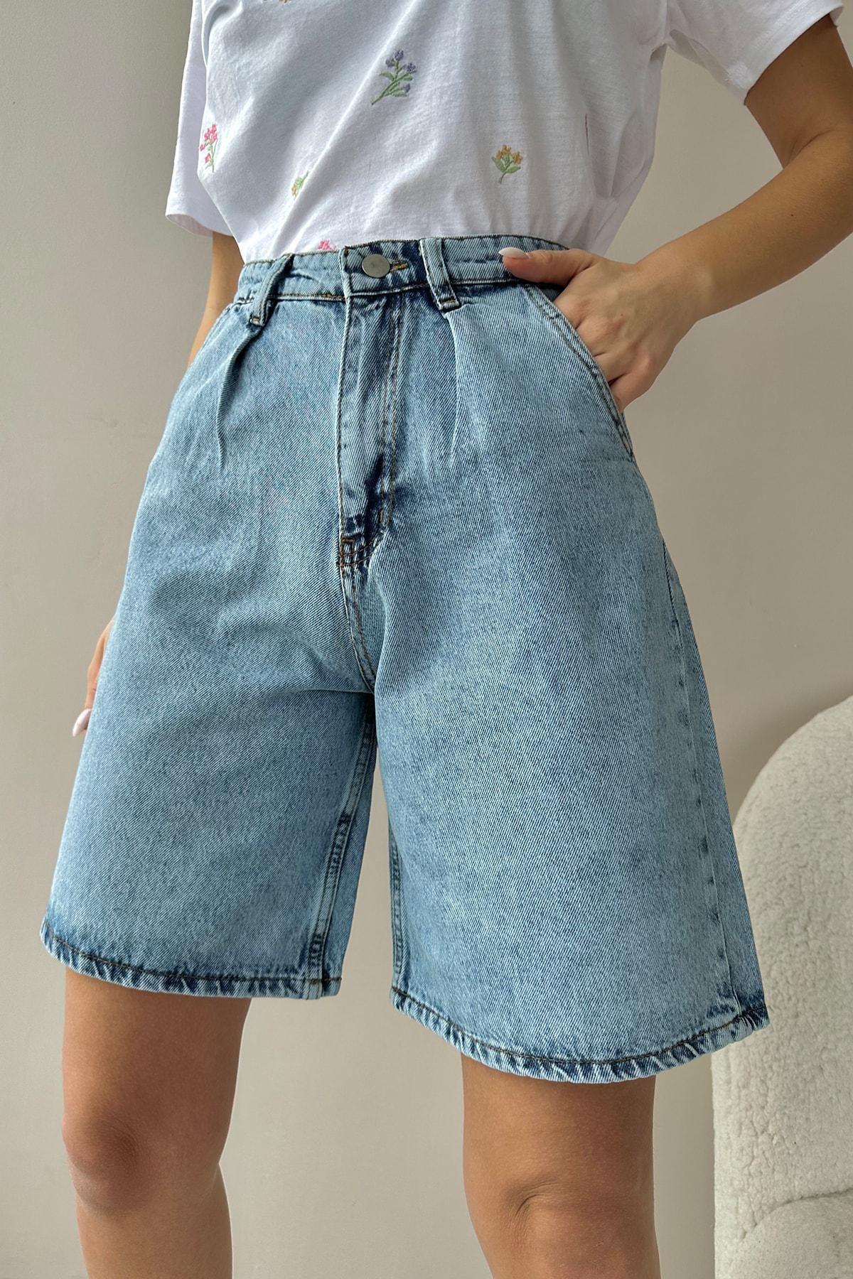 Alacati - Blue High Waist Shorts