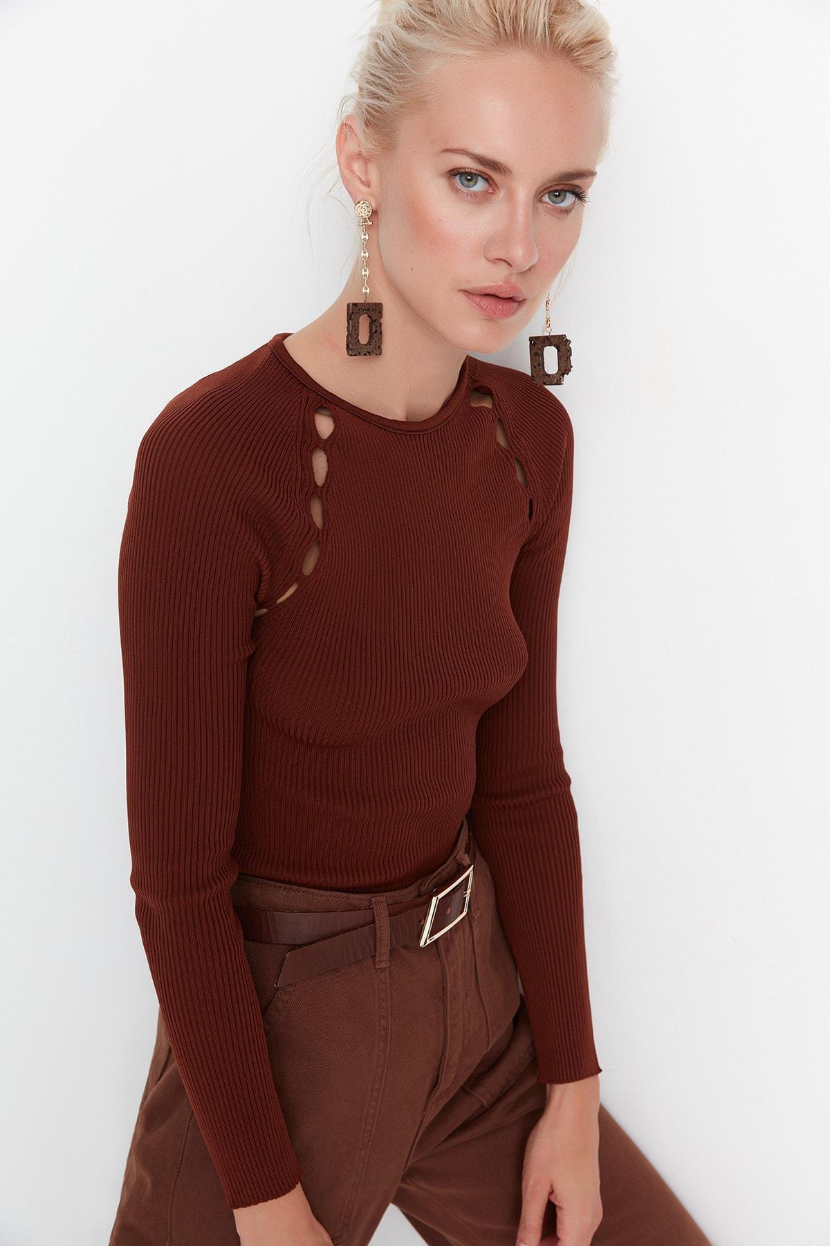 Brown Crew Neck Sweater, , large image number 2