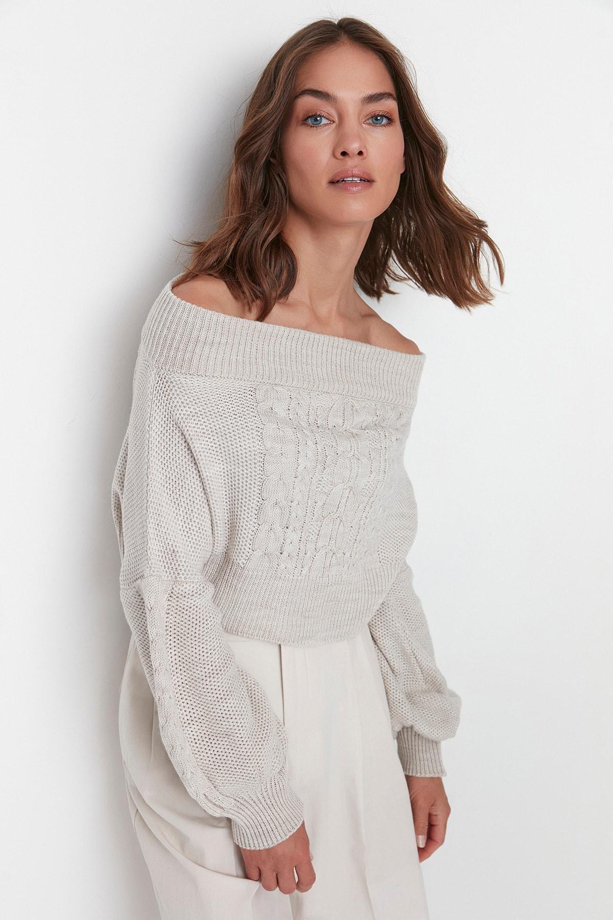 Beige Textured Sweater, , large image number 1
