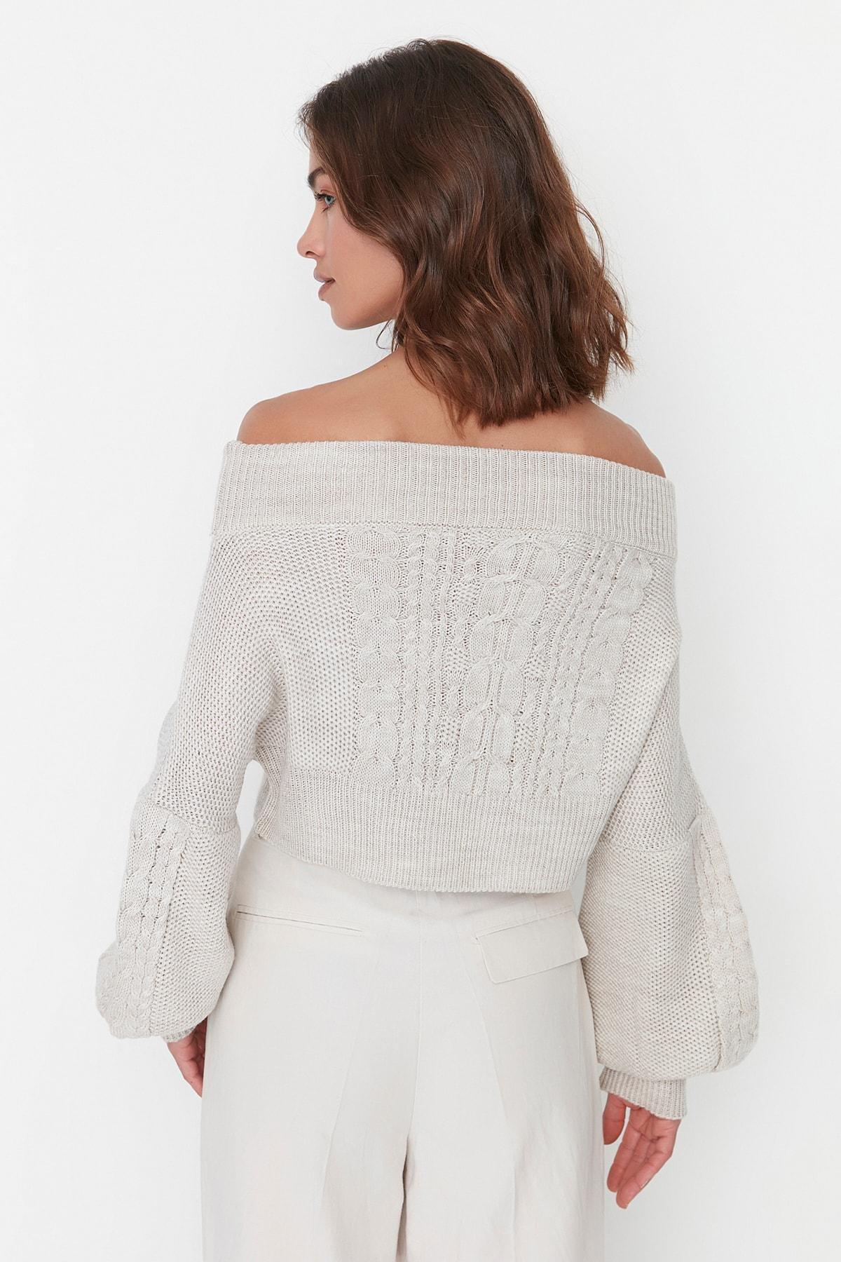 Beige Textured Sweater, , large image number 3