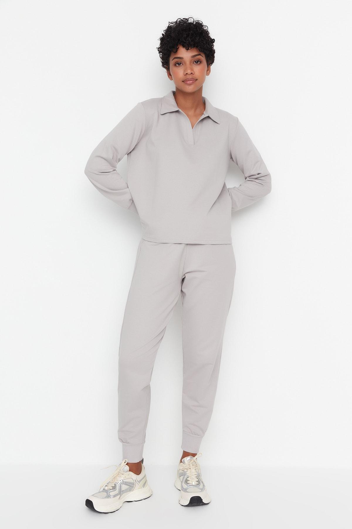 Trendyol - Grey Knitted Tracksuit Set, Set Of 2