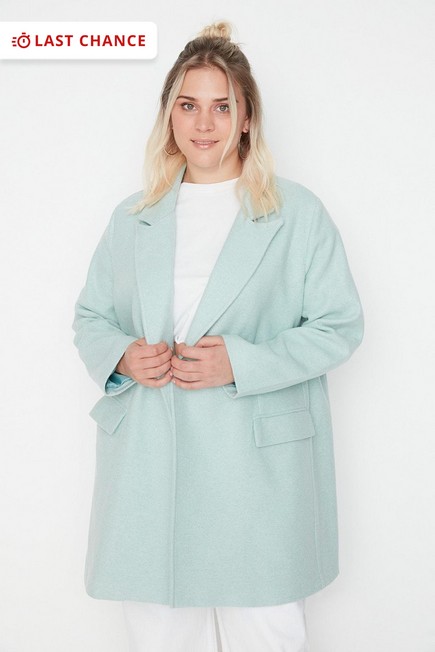 Trendyol - Green Double Breasted Plus Size Coat