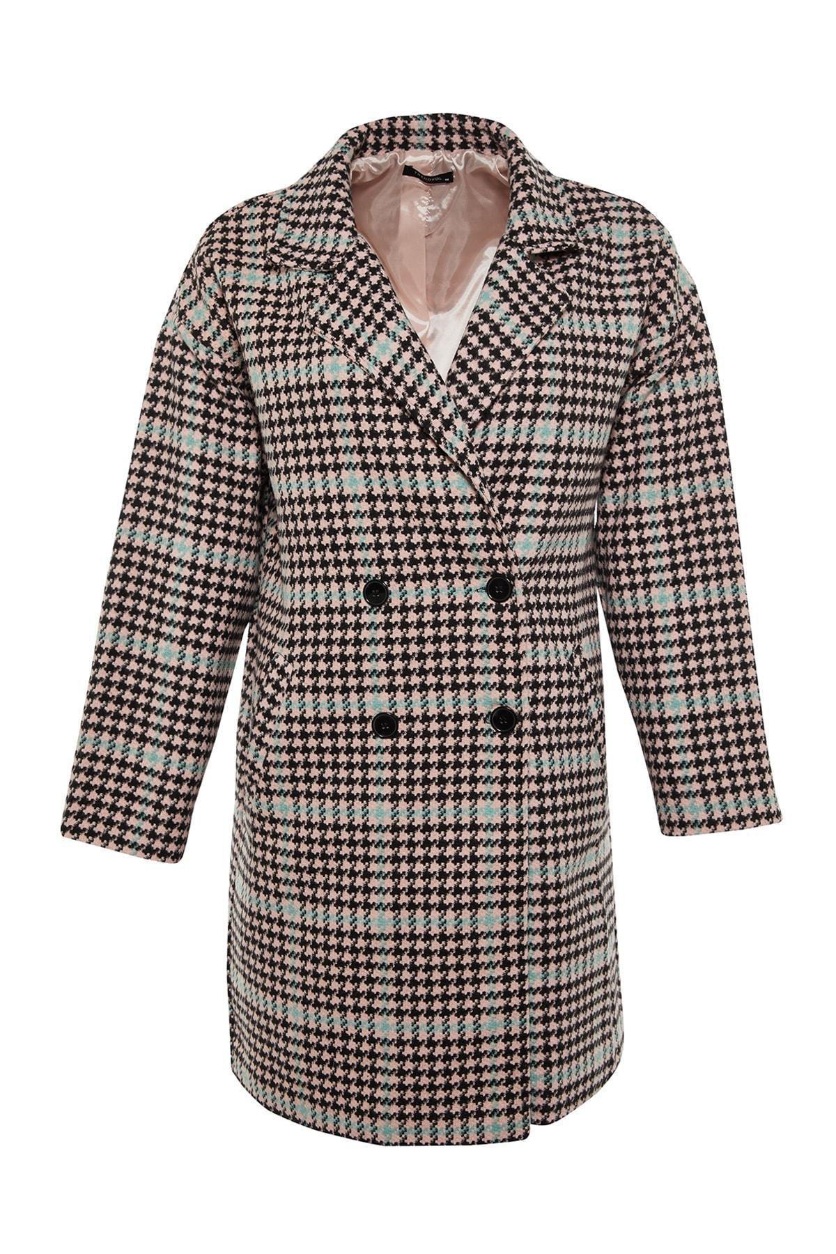 Pink Double Breasted Plus Size Coat, , large image number 5