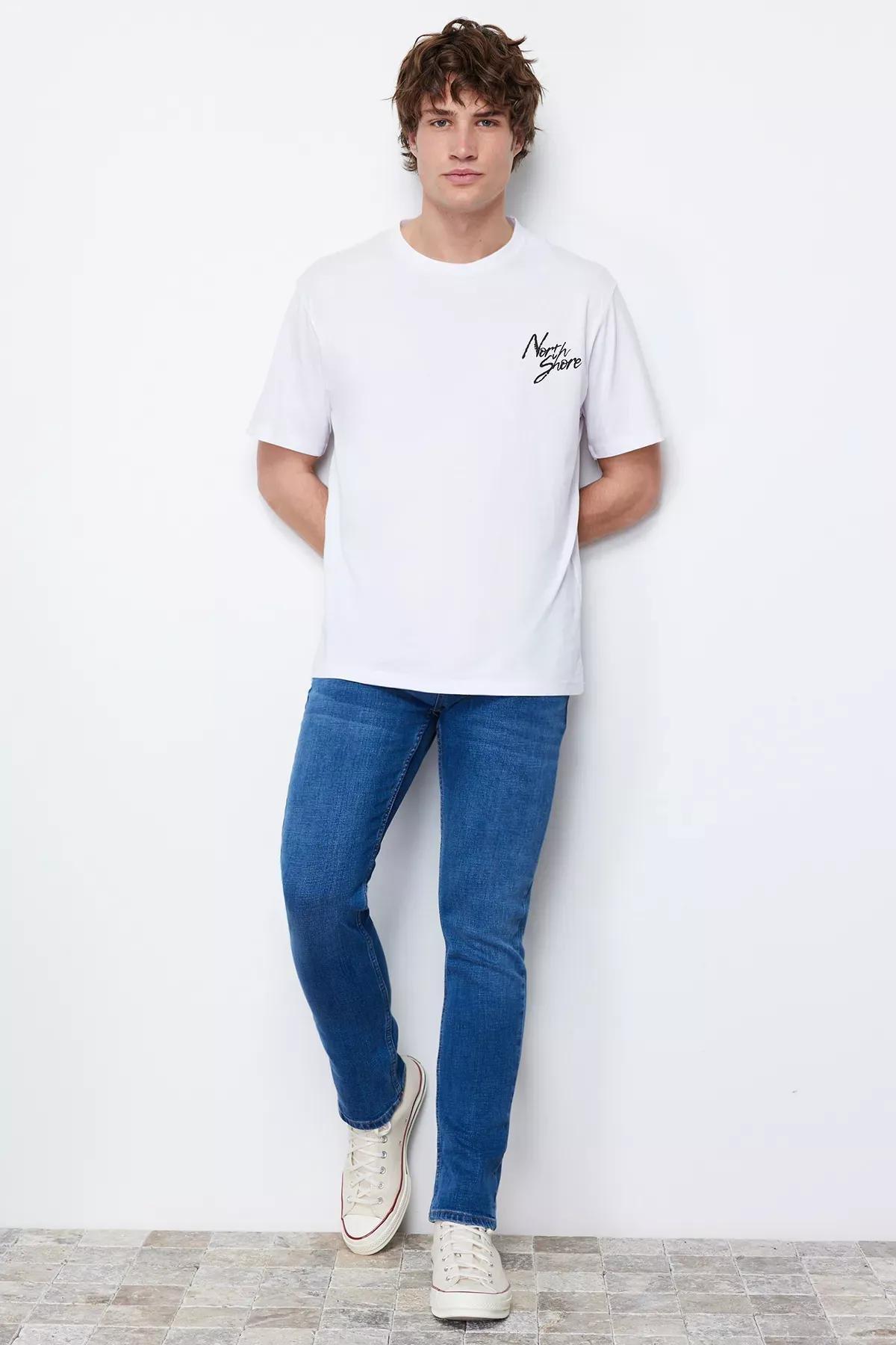 Navy Slim Fit Flexible Fabric Jeans Denim Trousers., Dark blue, medium