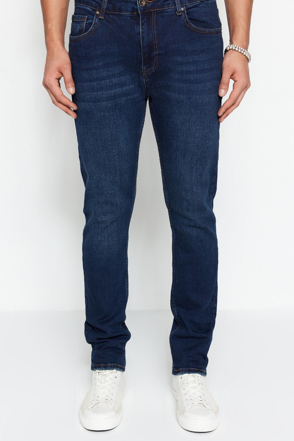 Navy Slim Fit Flexible Fabric Jeans Denim Trousers., , large image number 10