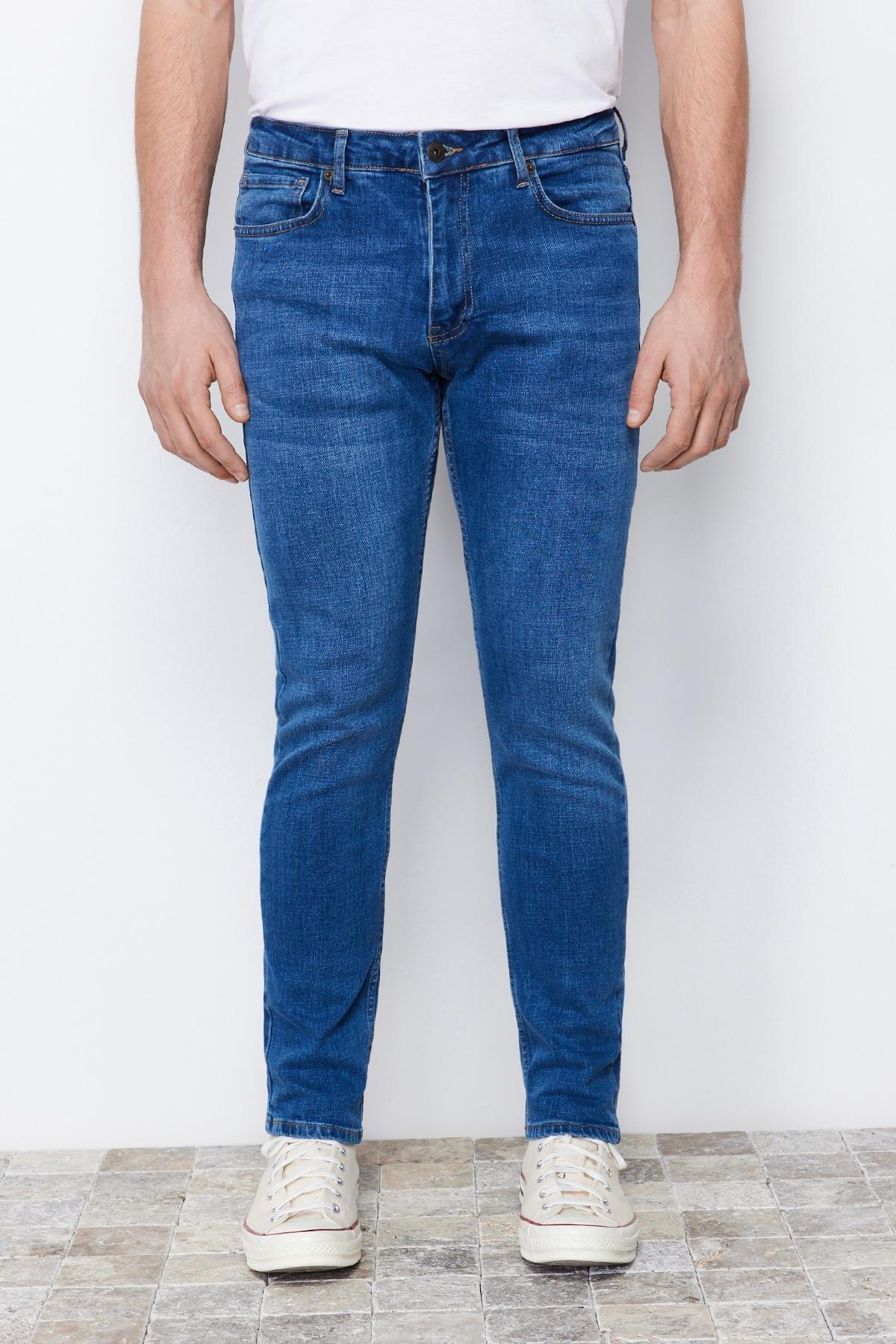 Navy Slim Fit Flexible Fabric Jeans Denim Trousers., , large image number 11