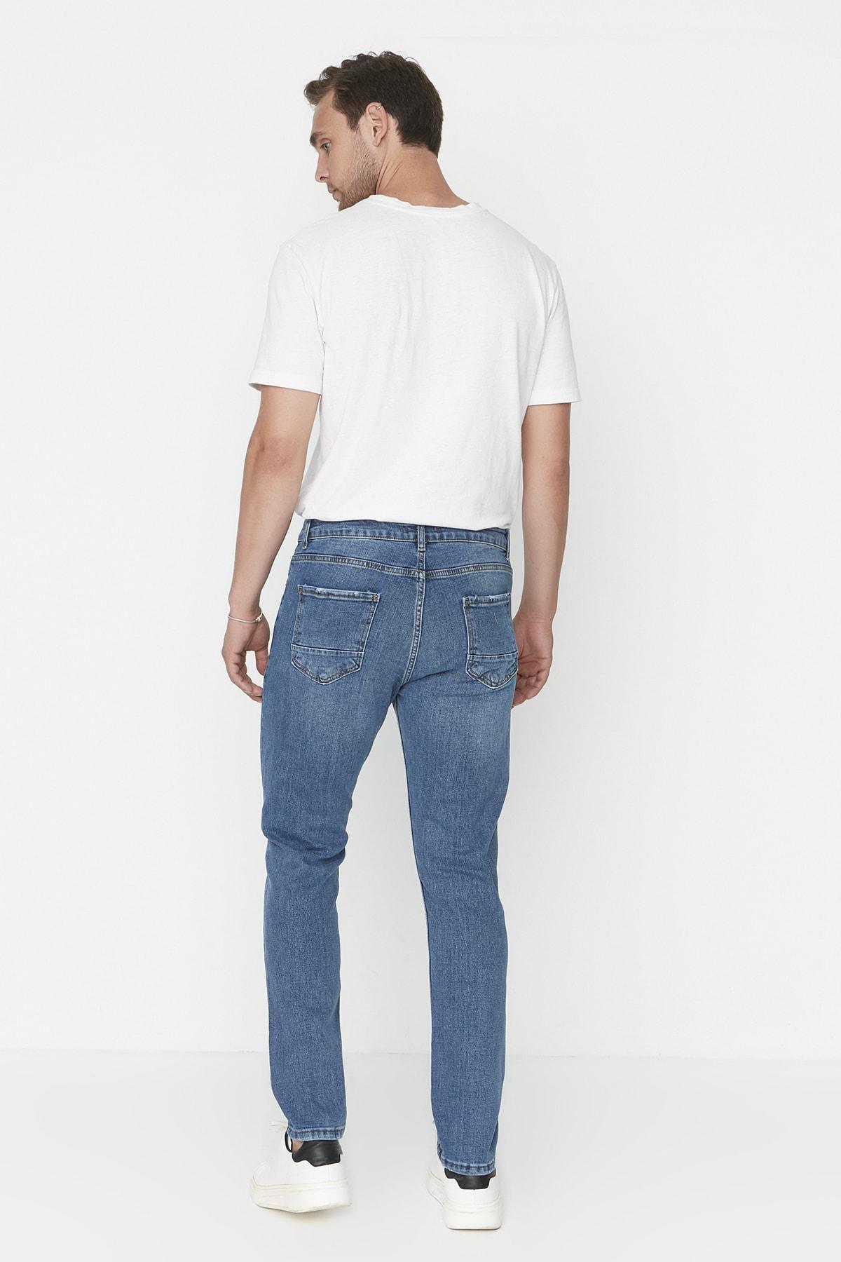 Navy Slim Fit Flexible Fabric Jeans Denim Trousers., , large image number 12