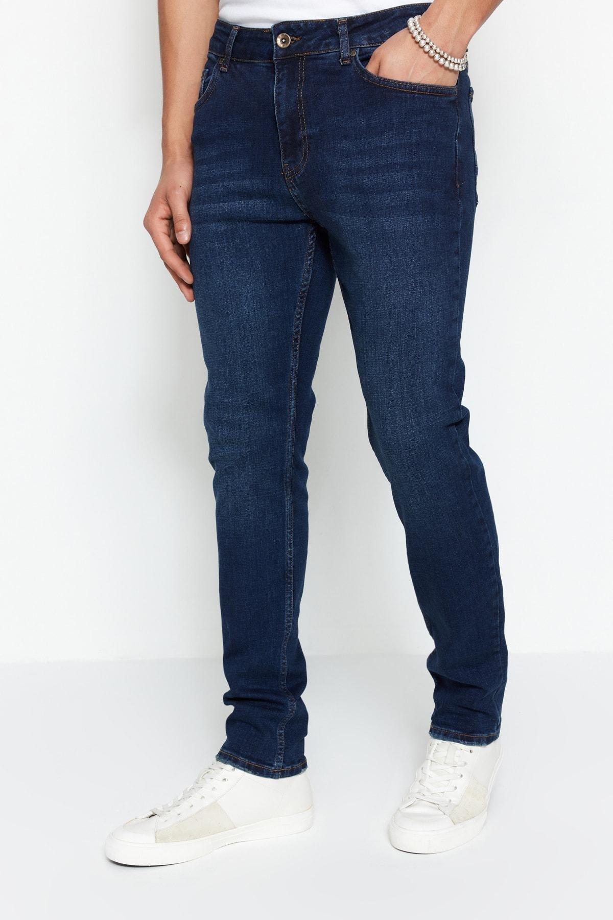 Navy Slim Fit Flexible Fabric Jeans Denim Trousers., , large image number 13