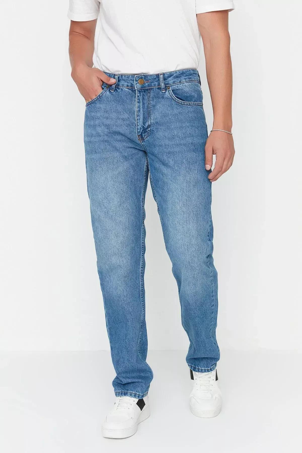 Blue Straight Jeans, Blue, medium