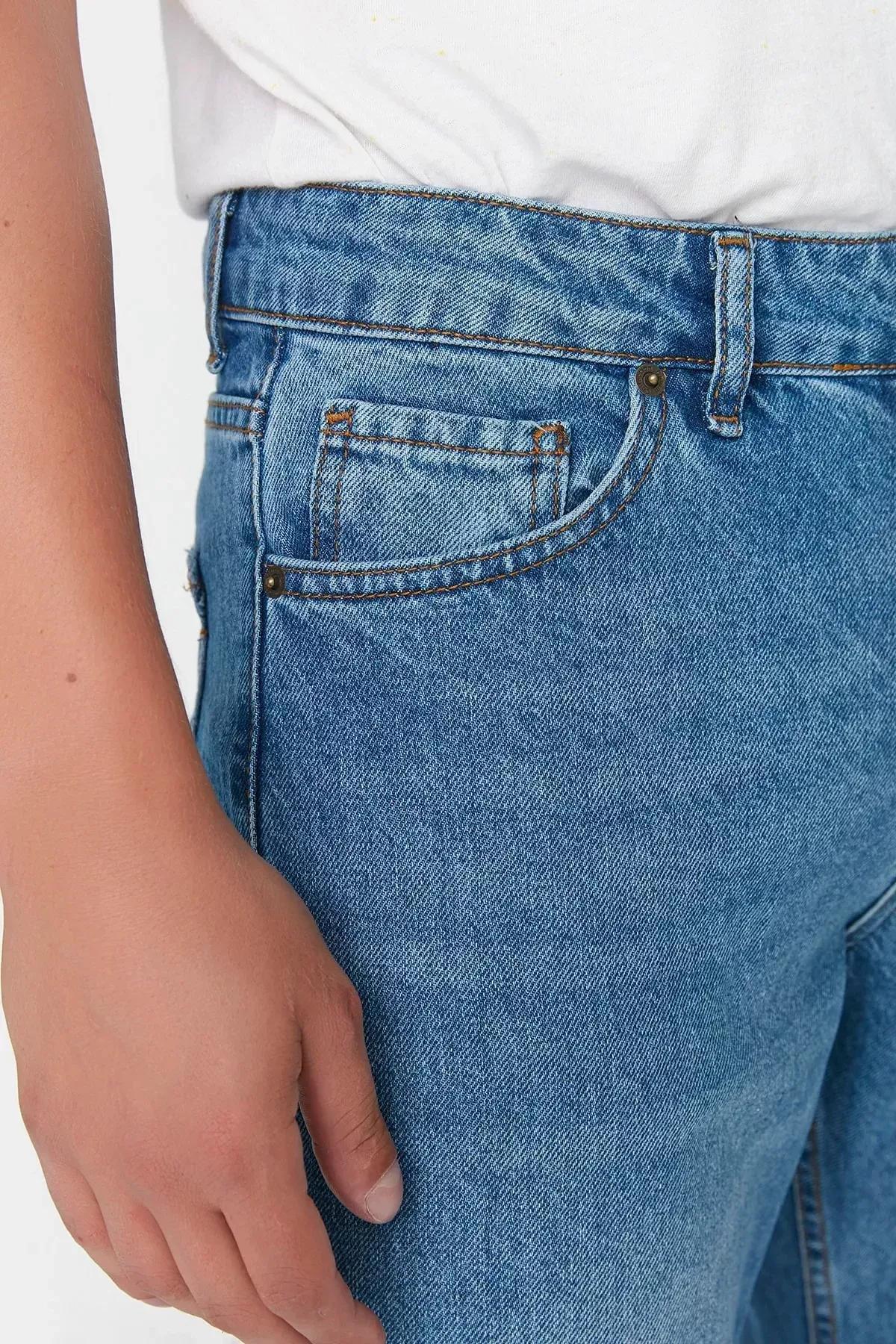 Blue Straight Jeans, Blue, large image number 6