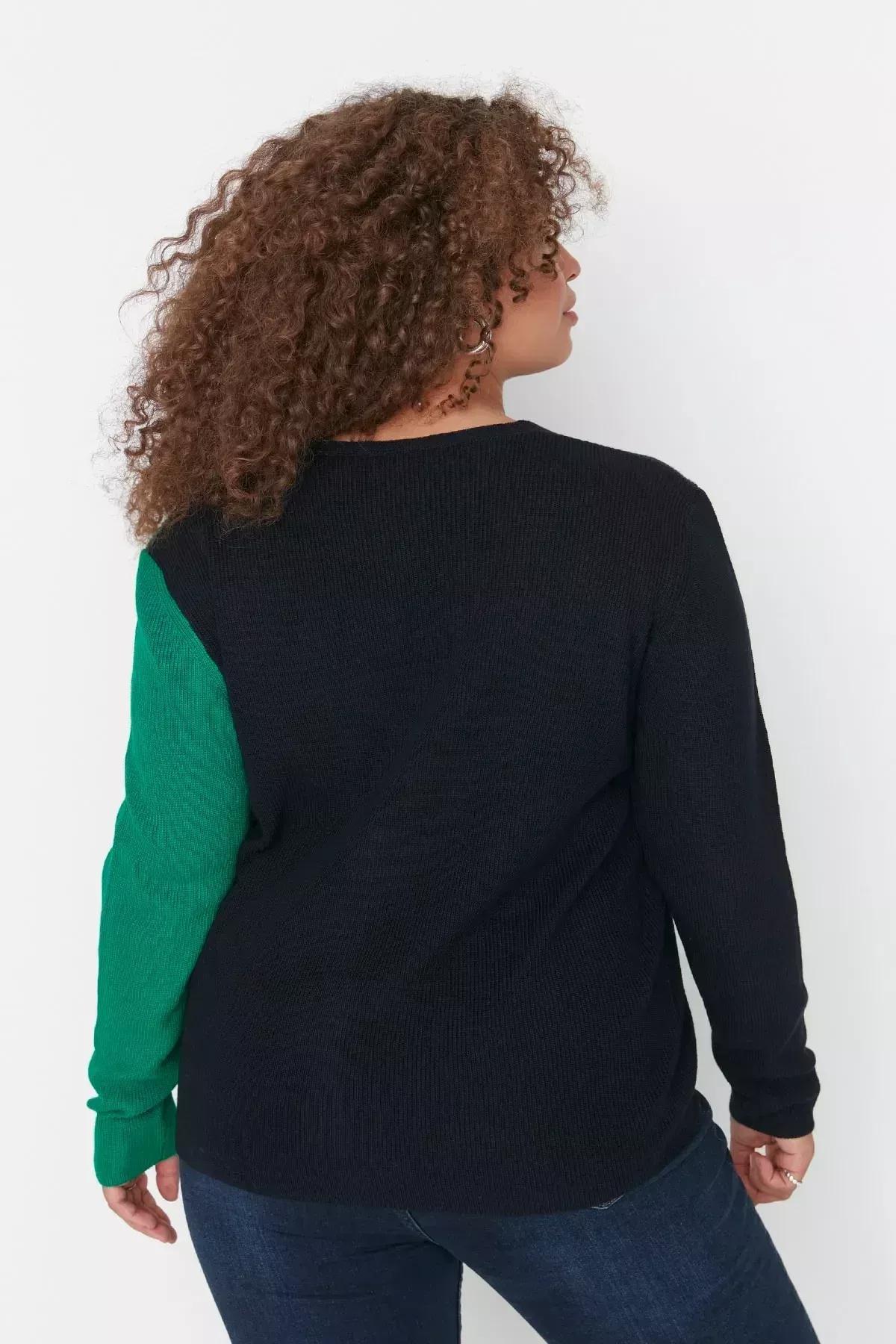 Navy Colourblock Plus Size Cardigan, , large image number 4