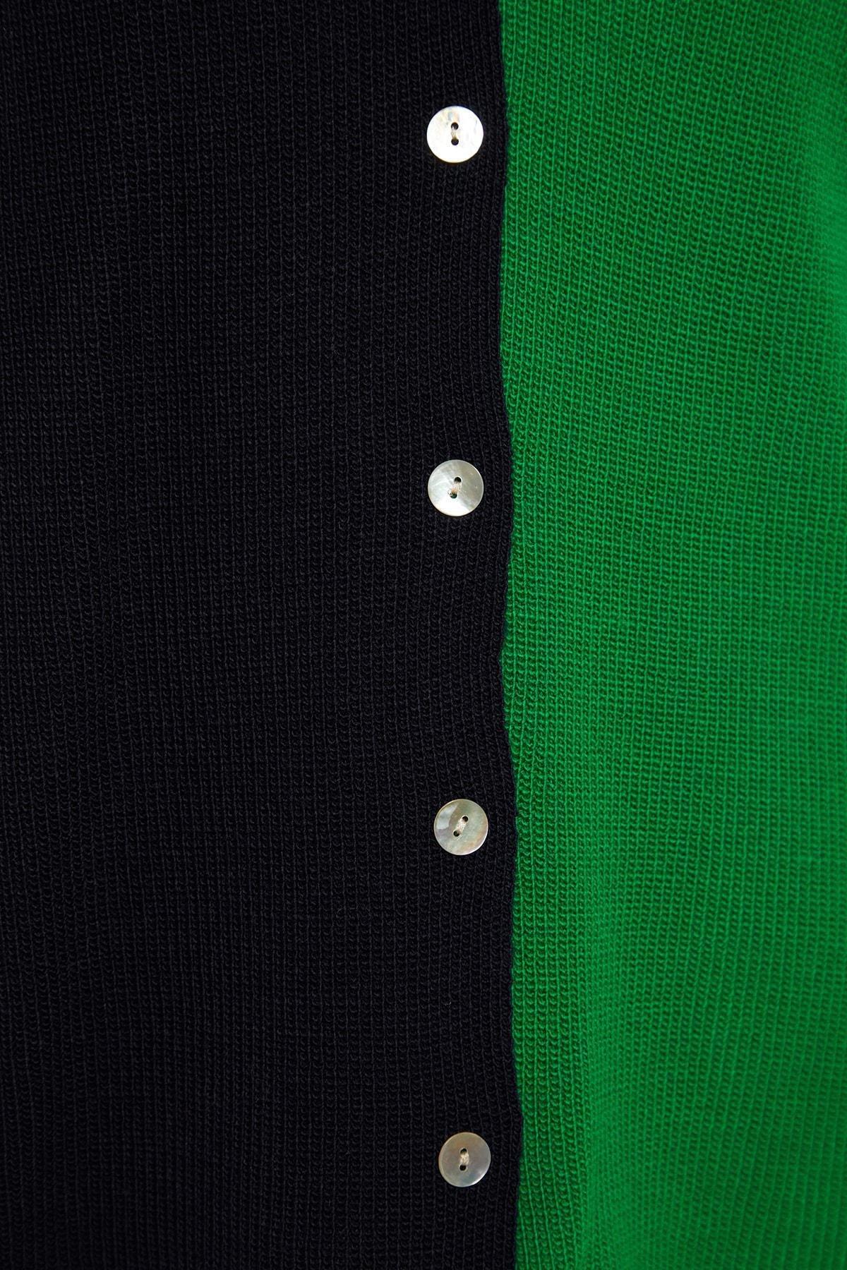 Trendyol - Navy Colourblock Plus Size Cardigan