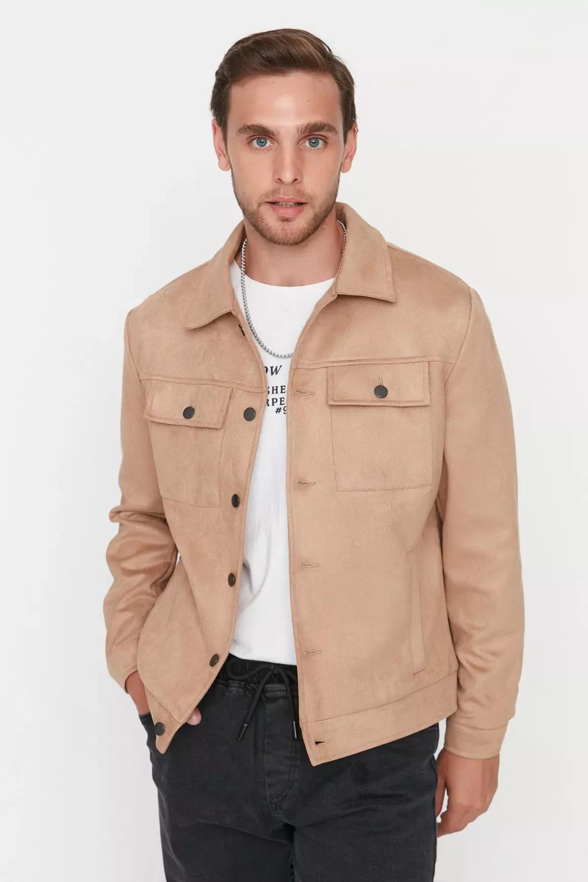 Brown Buttoned Down Jacket, Brown, medium