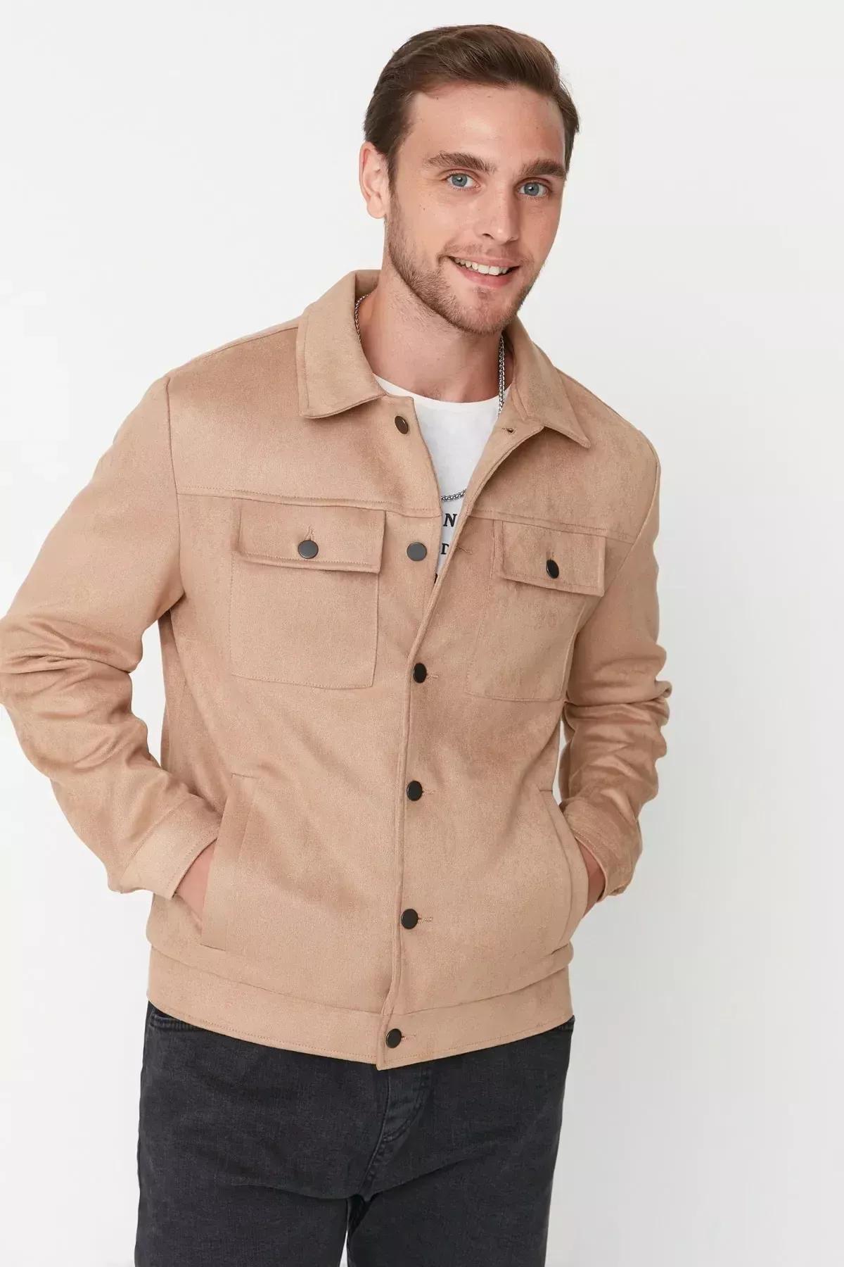 Brown Buttoned Down Jacket, Brown, large image number 3