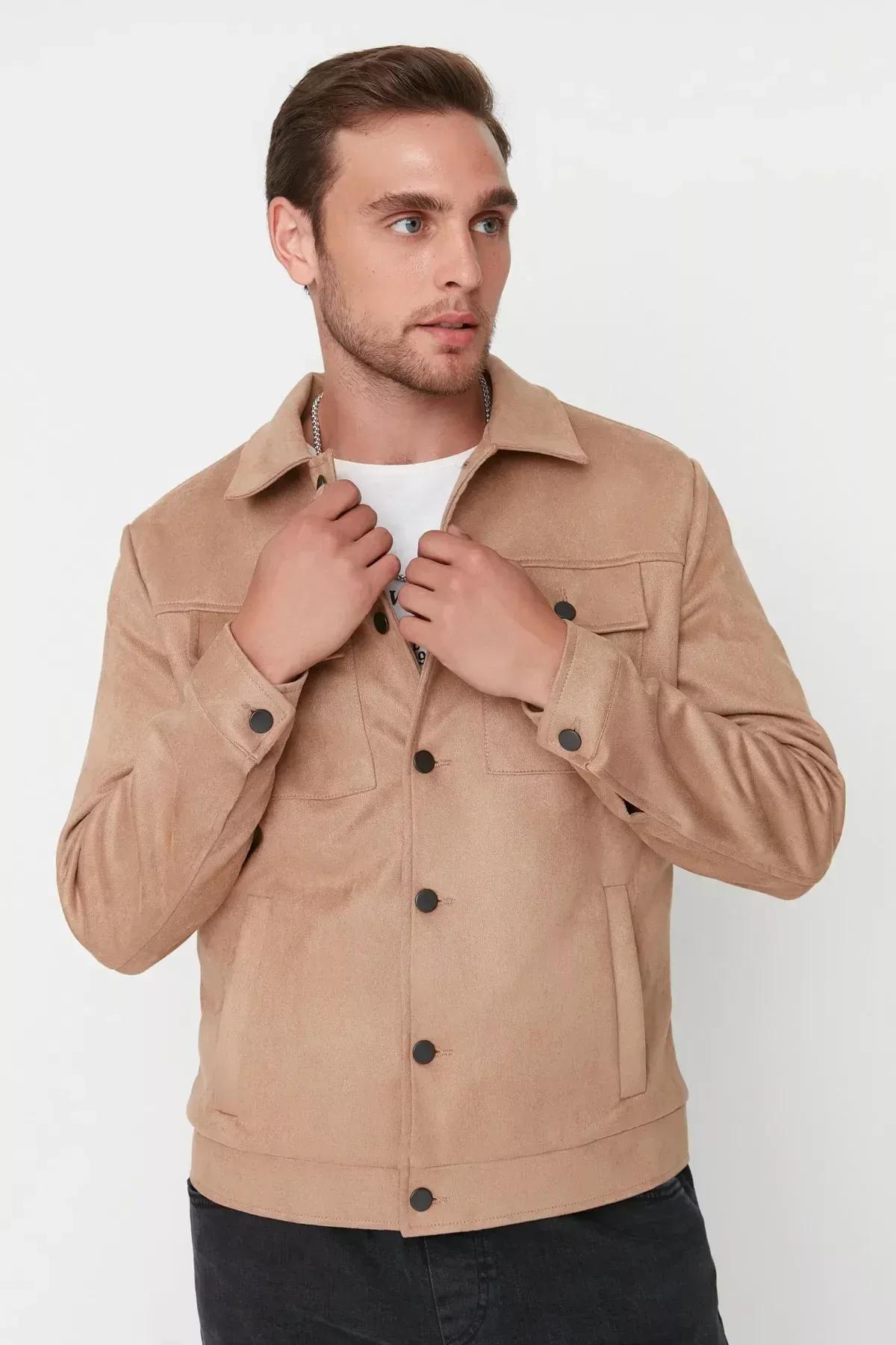 Brown Buttoned Down Jacket, Brown, large image number 5