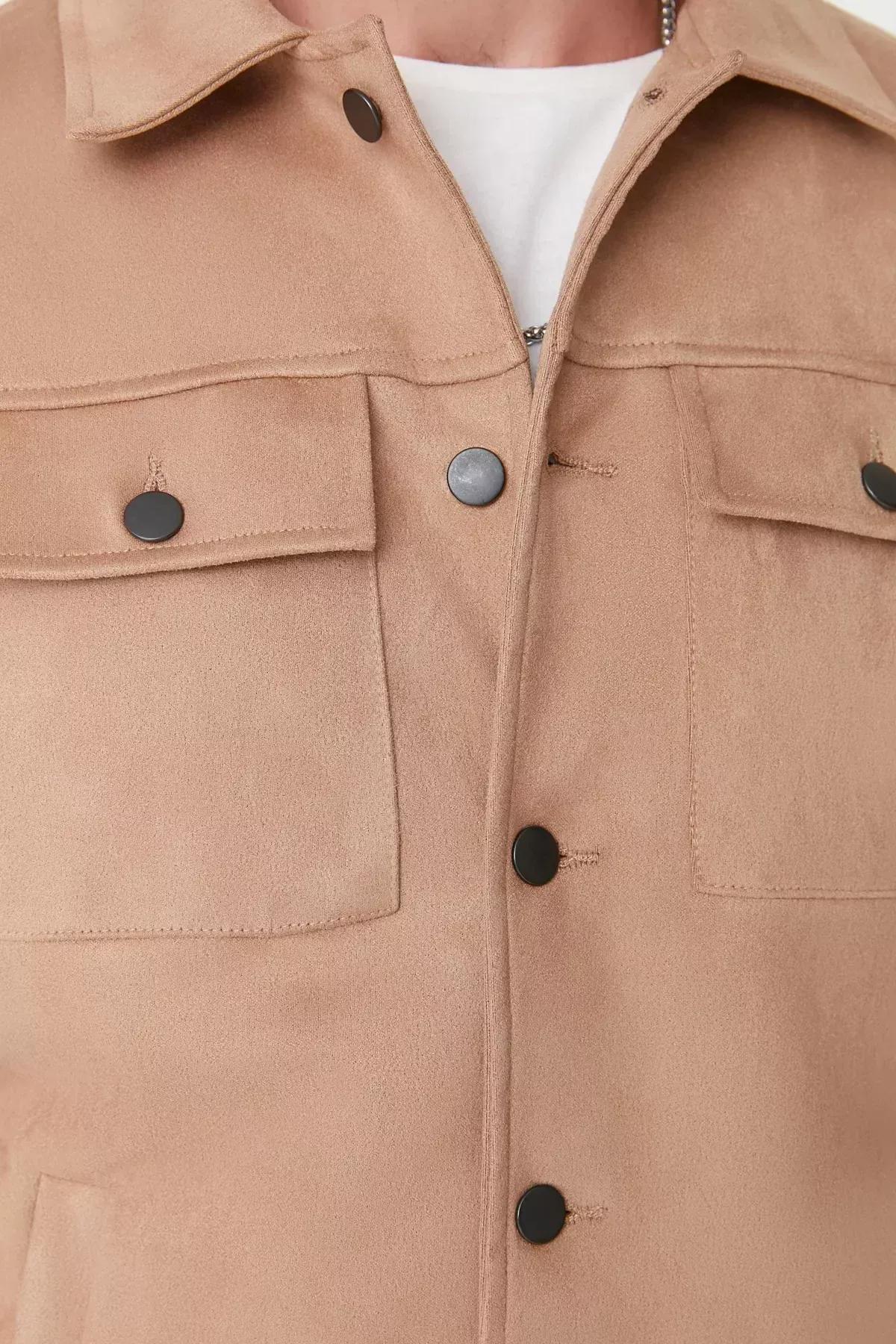 Brown Buttoned Down Jacket, Brown, large image number 7