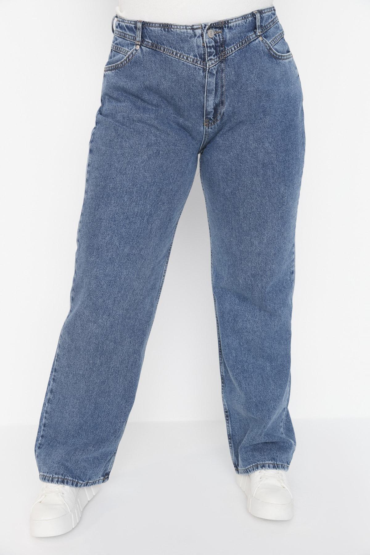 Blue Wide Leg Plus Size Jeans, , large image number 3
