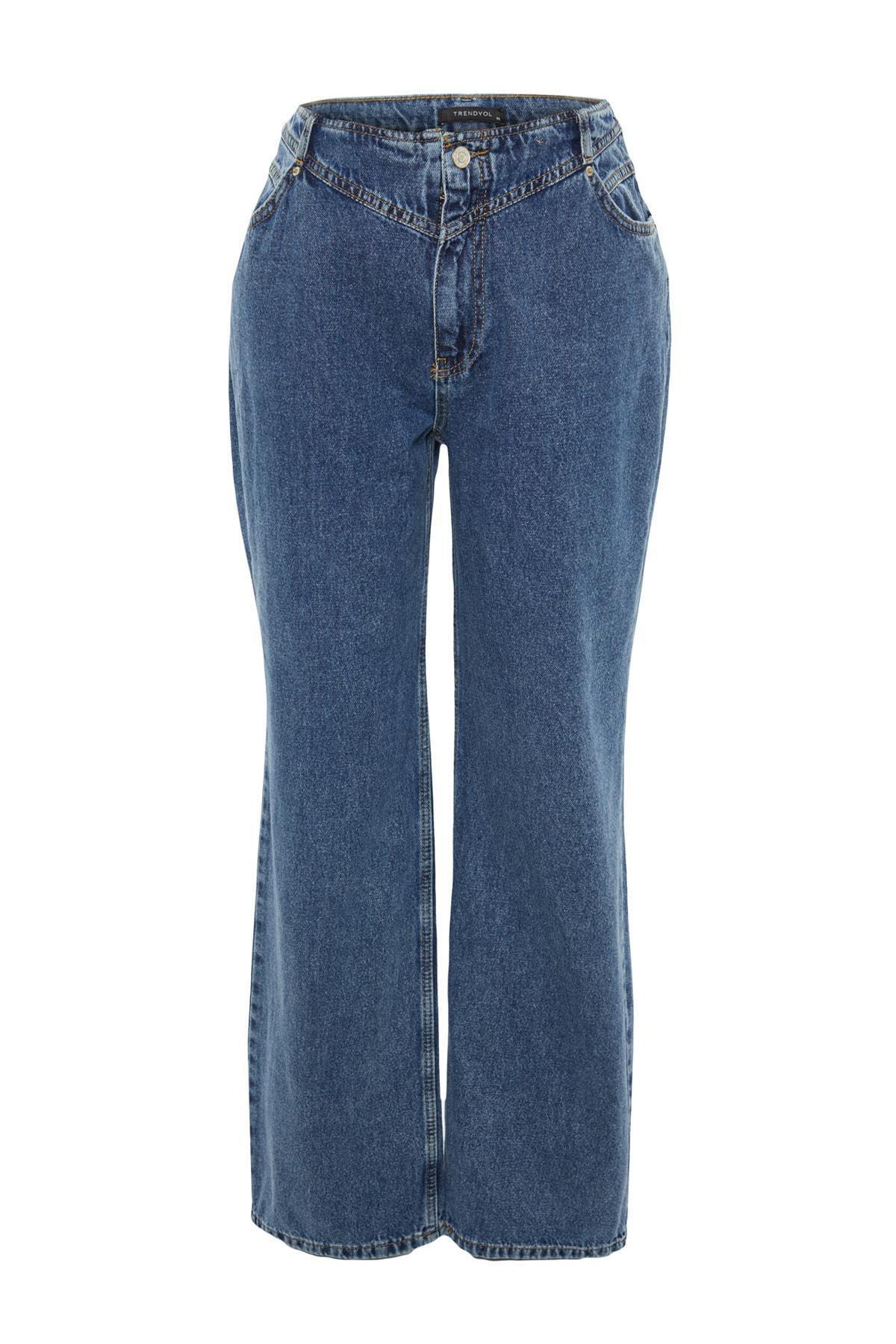 Blue Wide Leg Plus Size Jeans, , large image number 8