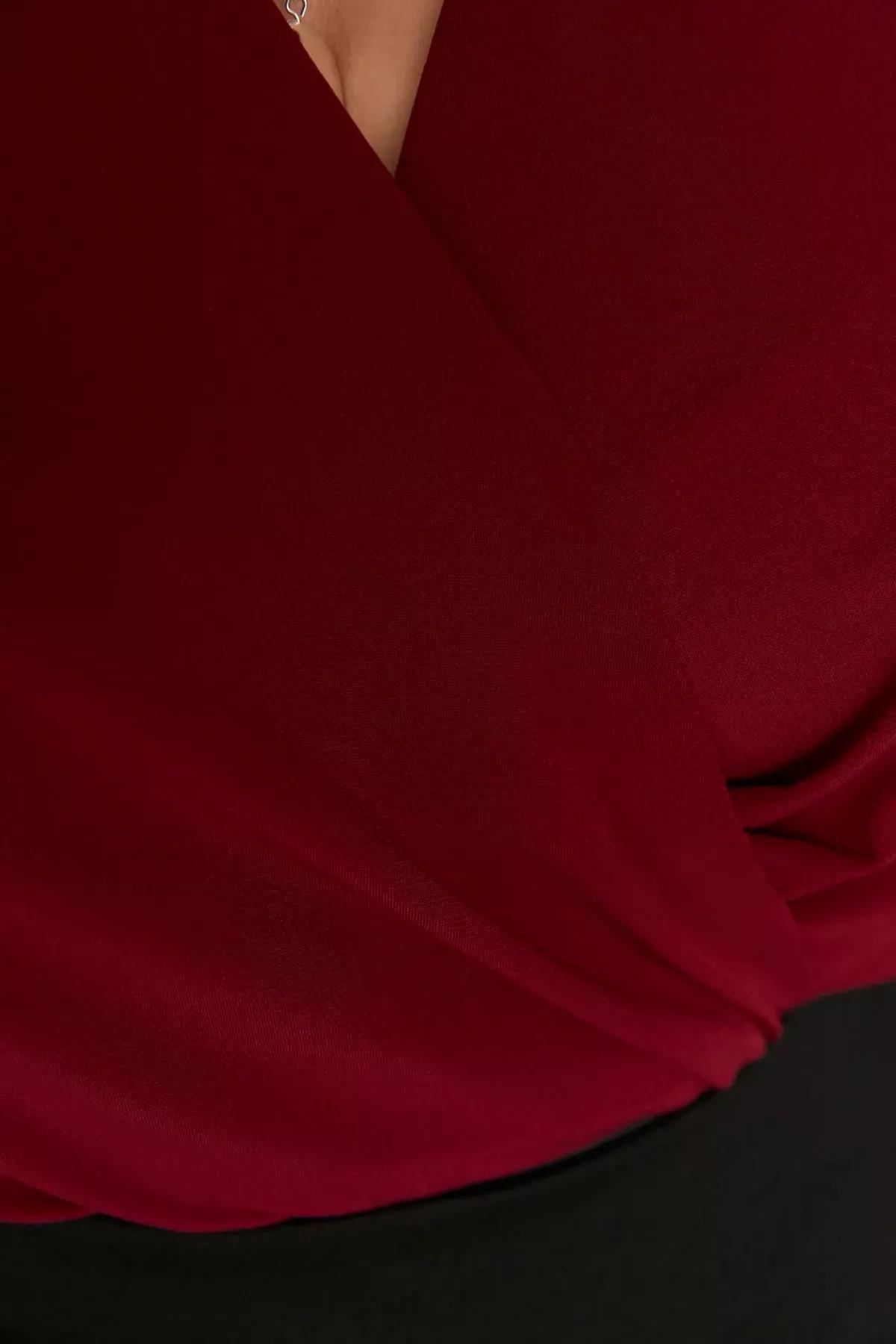 Burgundy Double Breasted Plus Size Blouse, Burgundy, large image number 2