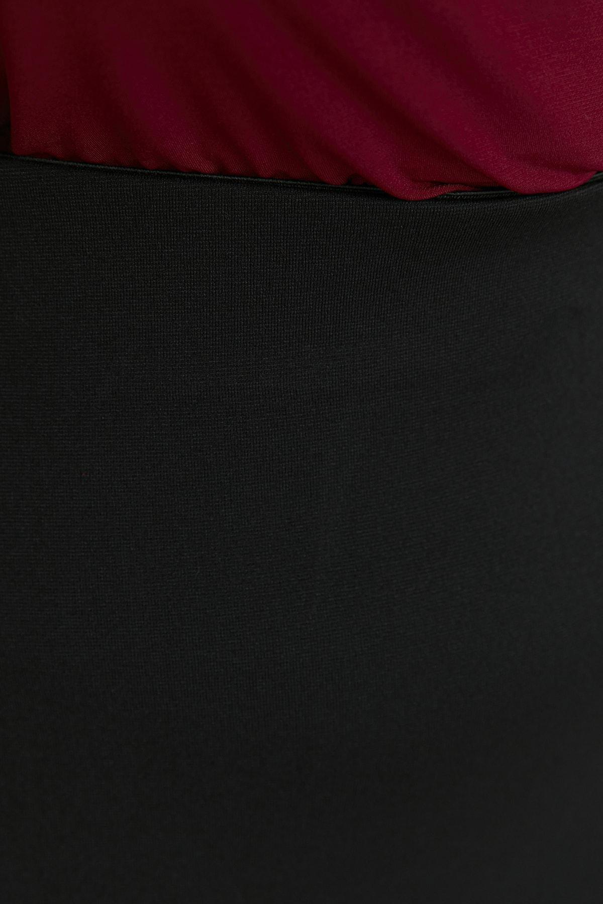 Burgundy Double Breasted Plus Size Blouse, , large image number 4