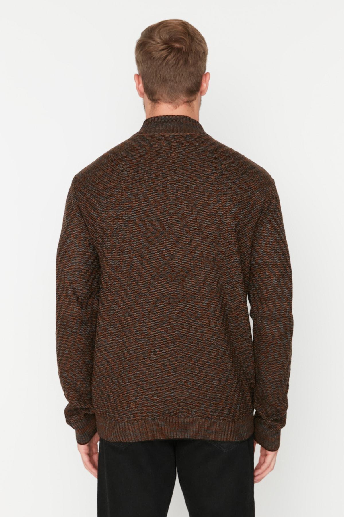 Brown Slim Acrylic Sweater, , large image number 4