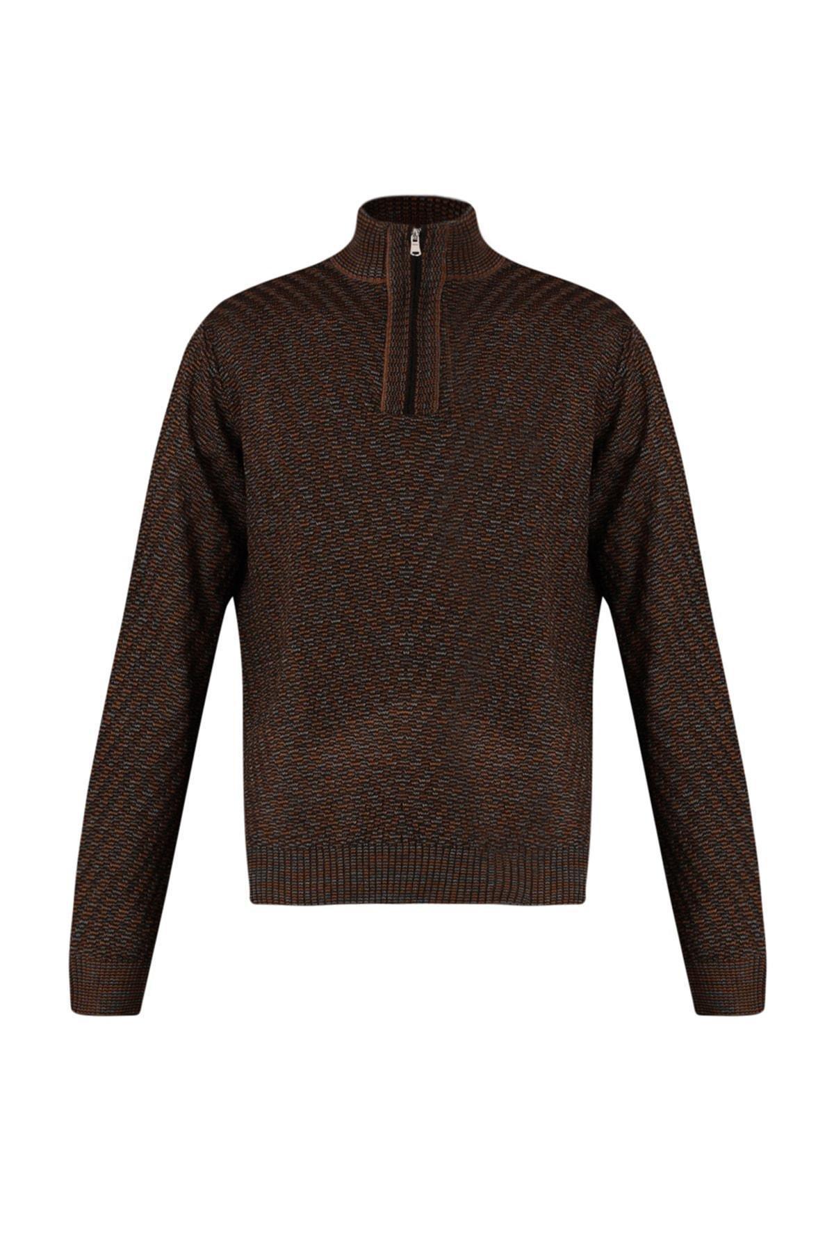 Brown Slim Acrylic Sweater, , large image number 5