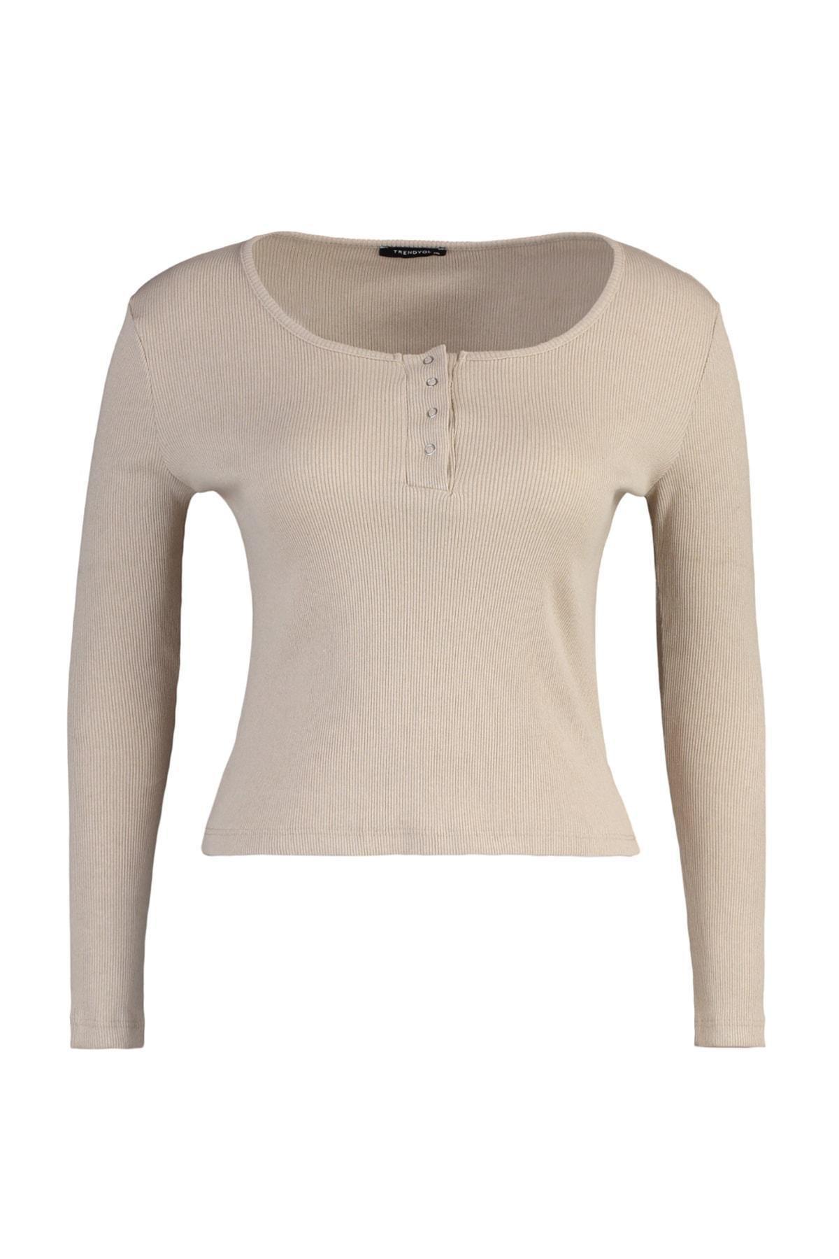 Beige Double-Breasted Plus Size Blouse, Beige, large image number 4