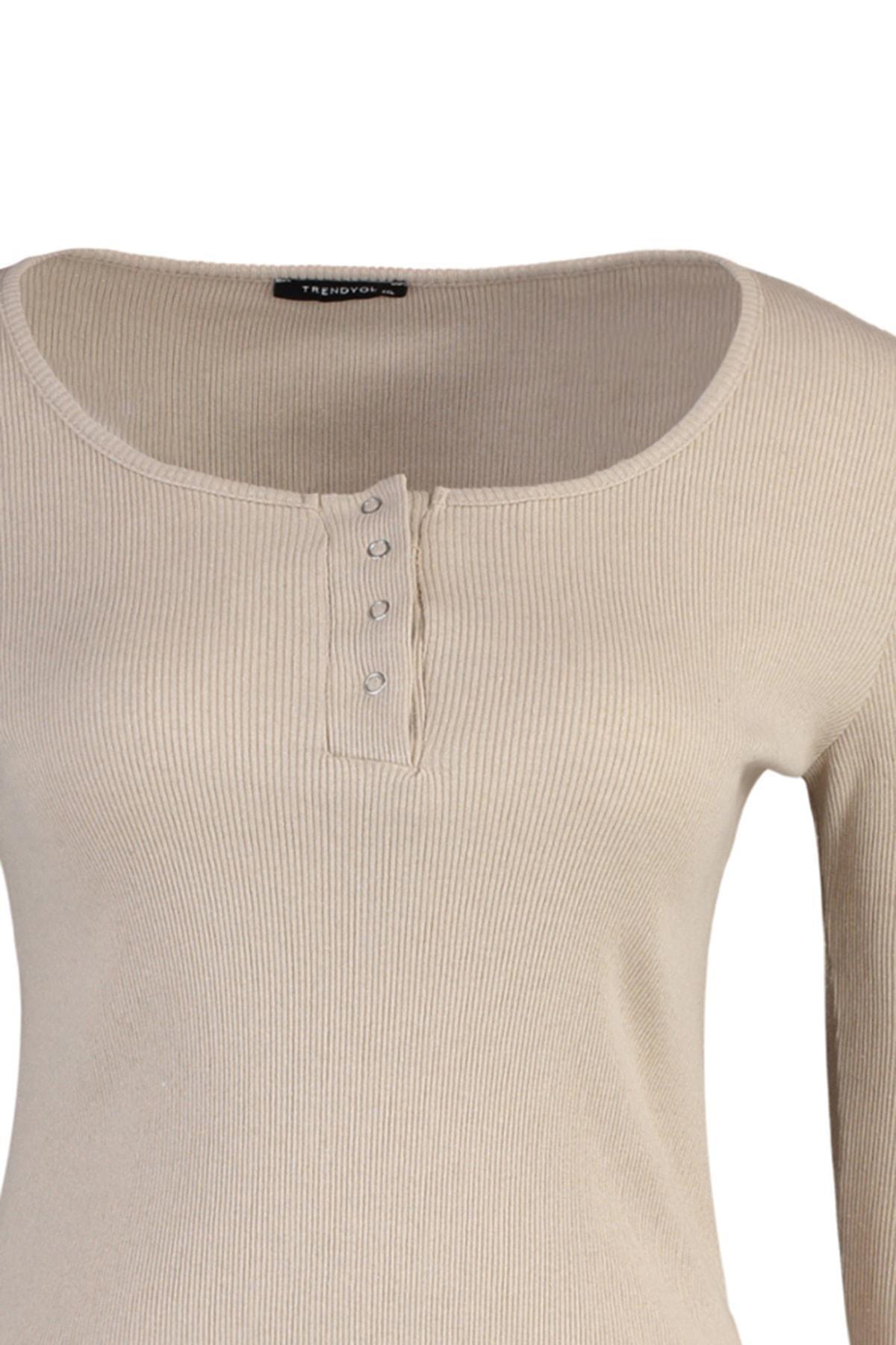 Beige Double-Breasted Plus Size Blouse, Beige, large image number 5