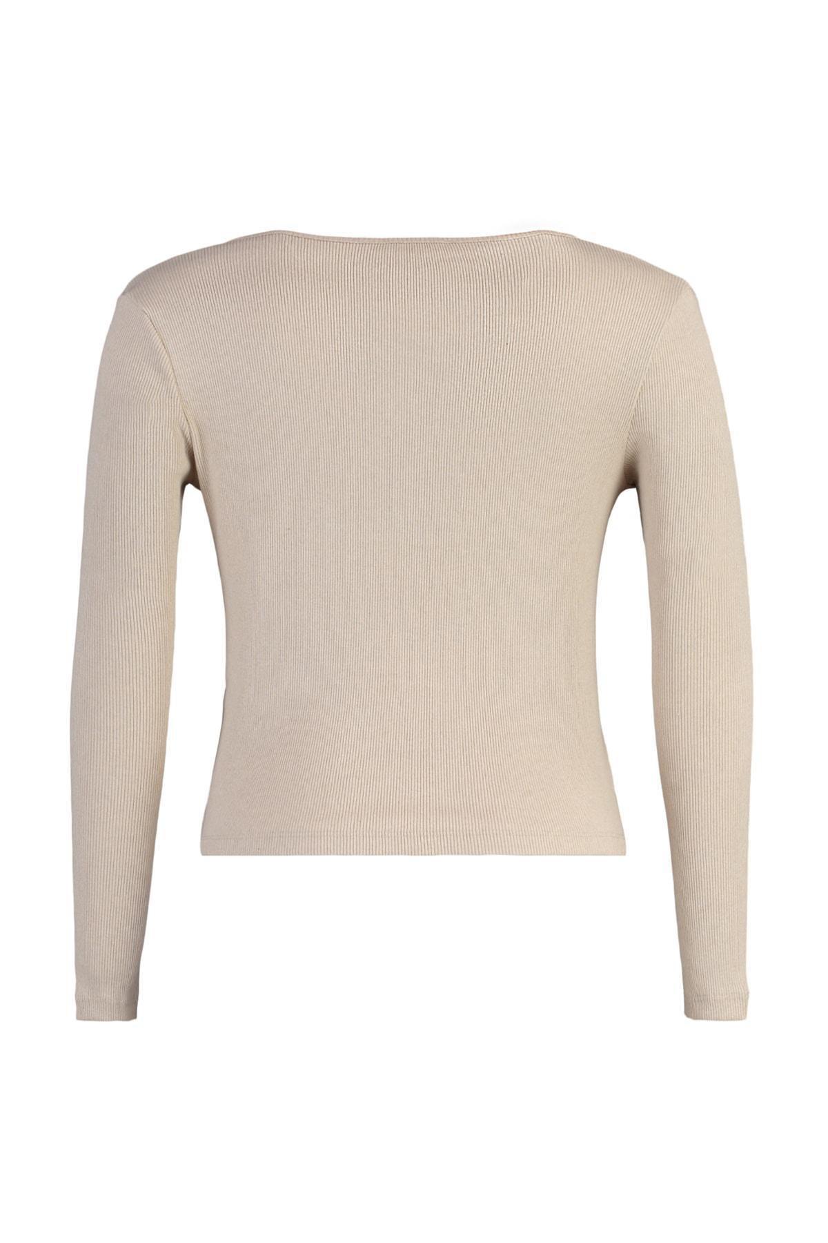 Beige Double-Breasted Plus Size Blouse, Beige, large image number 6