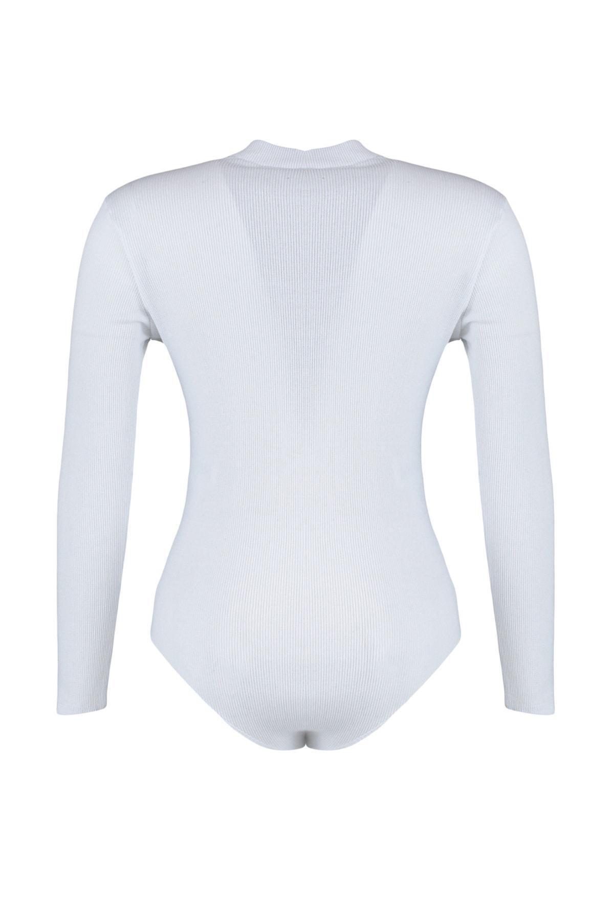 Trendyol - White Crew Neck Plus Size Bodysuit